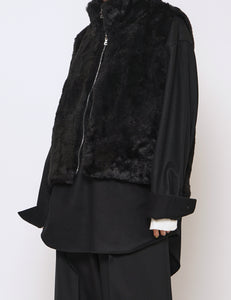 BLACK ACRYLIC FUR VEST