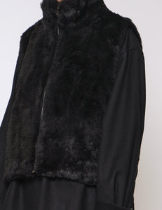 BLACK ACRYLIC FUR VEST