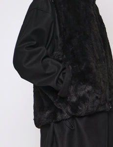 BLACK ACRYLIC FUR VEST