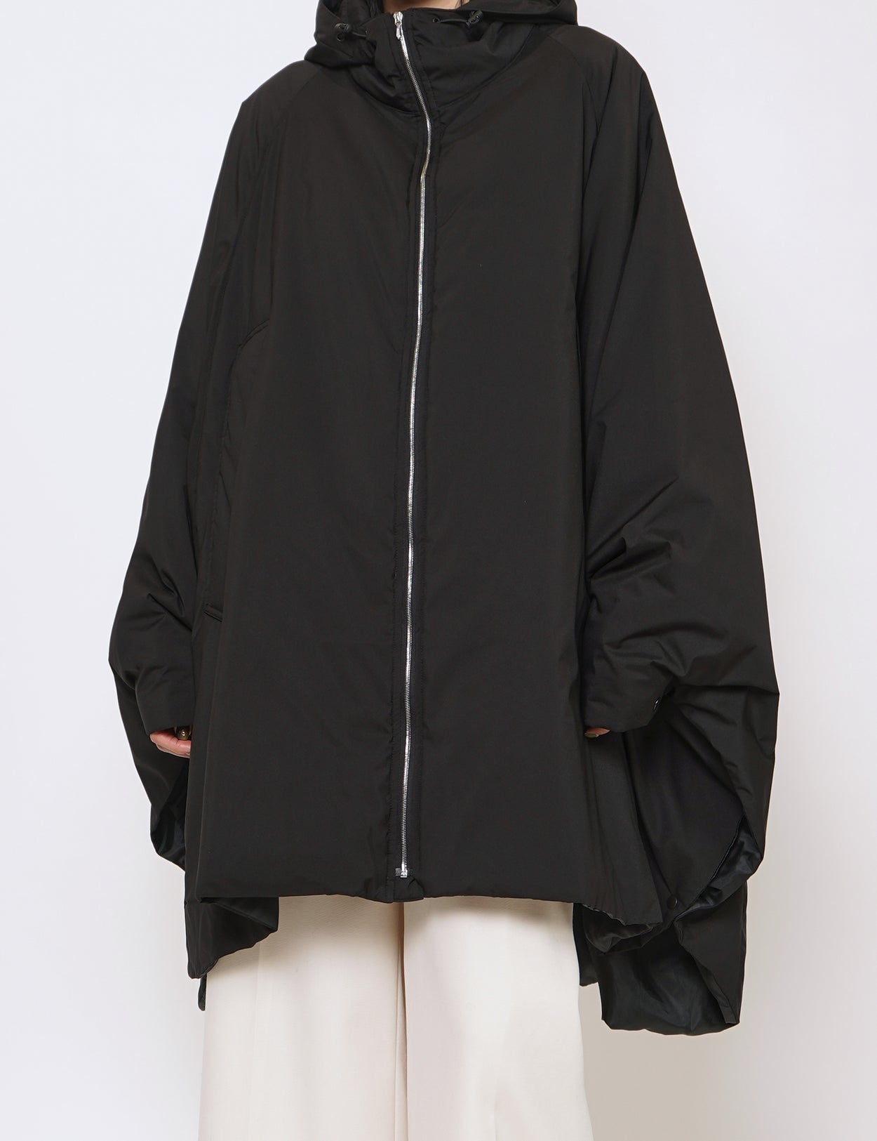 BLACK PADDED PONCHO