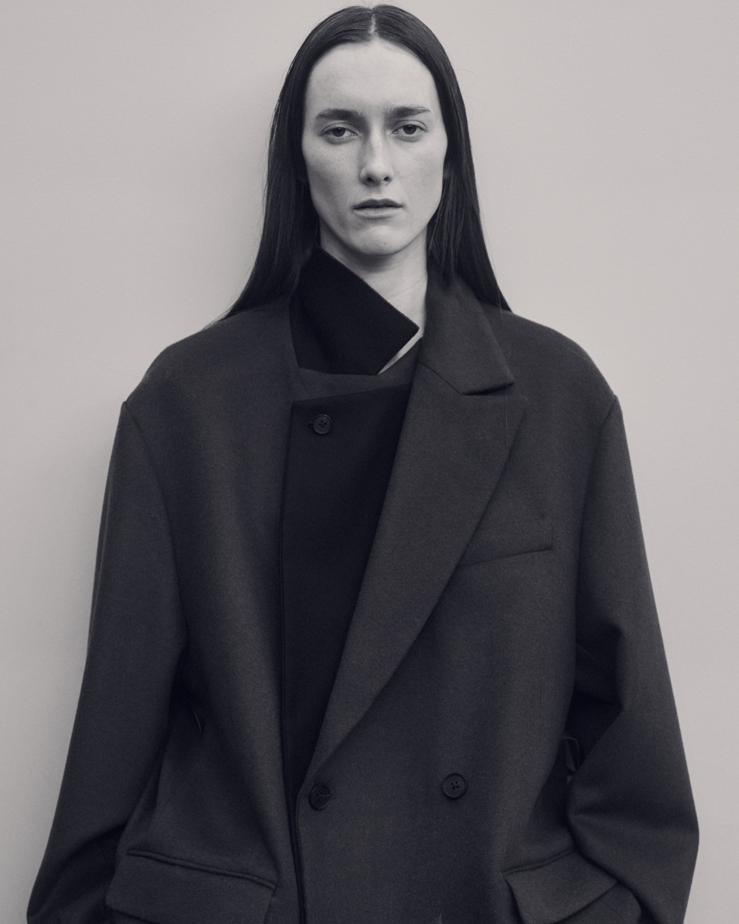 BLACK OVERSIZED DOUBLE LAPELLED JACKET