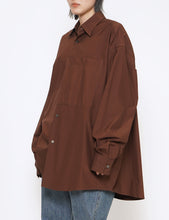 Load image into Gallery viewer, BROWN RED OVERSIZED BIG POCKET SHIRT

