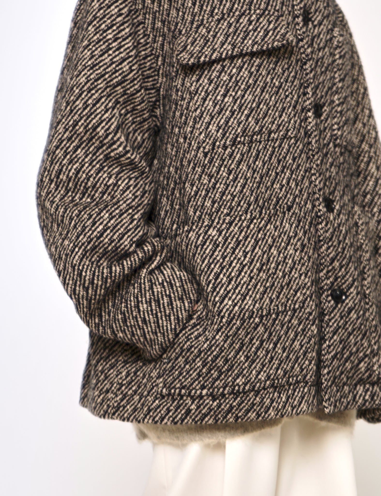 BEIGE WOOL NEP TWEED COVERALL JACKET