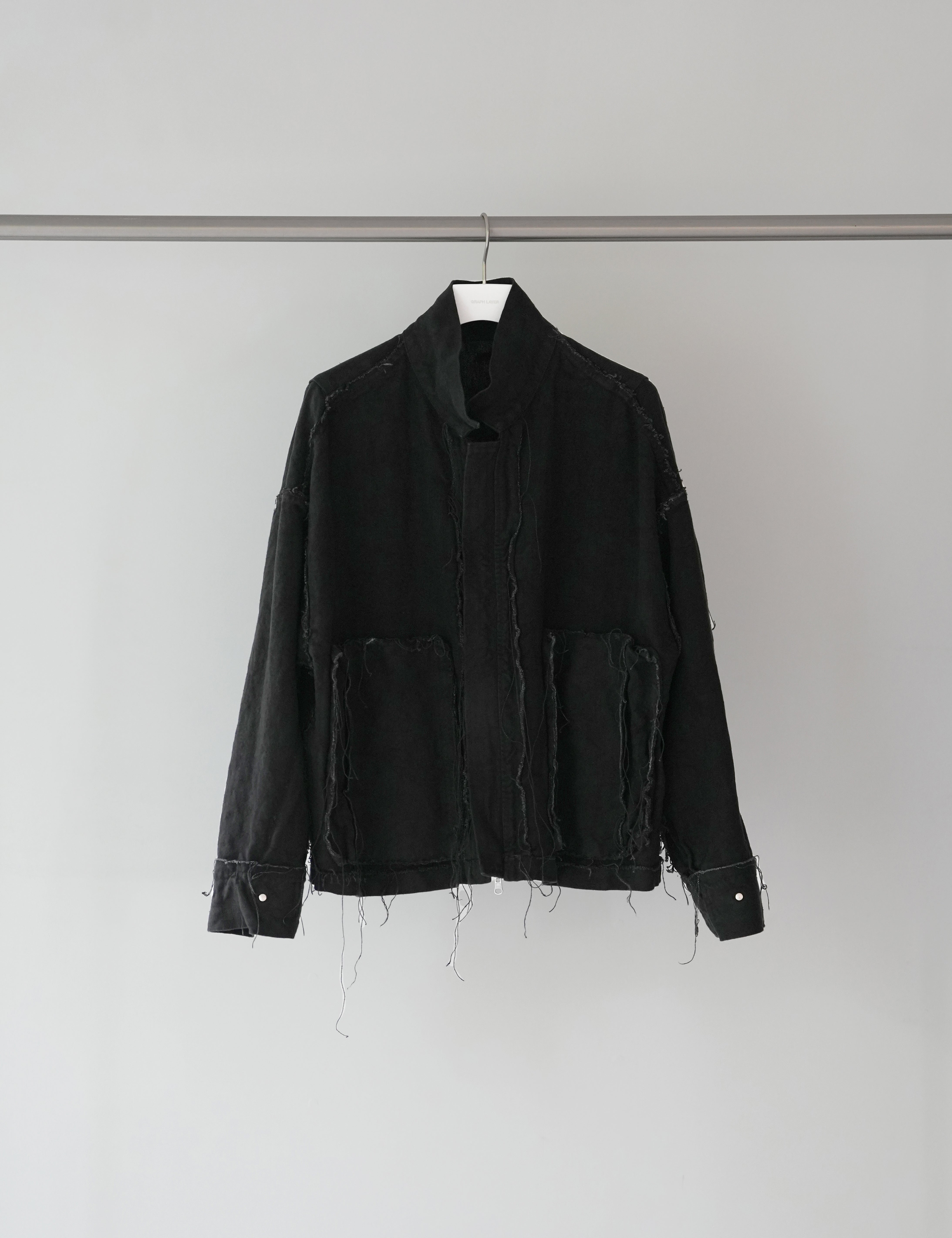 BLACK LINEN REVERSIBLE JACKET
