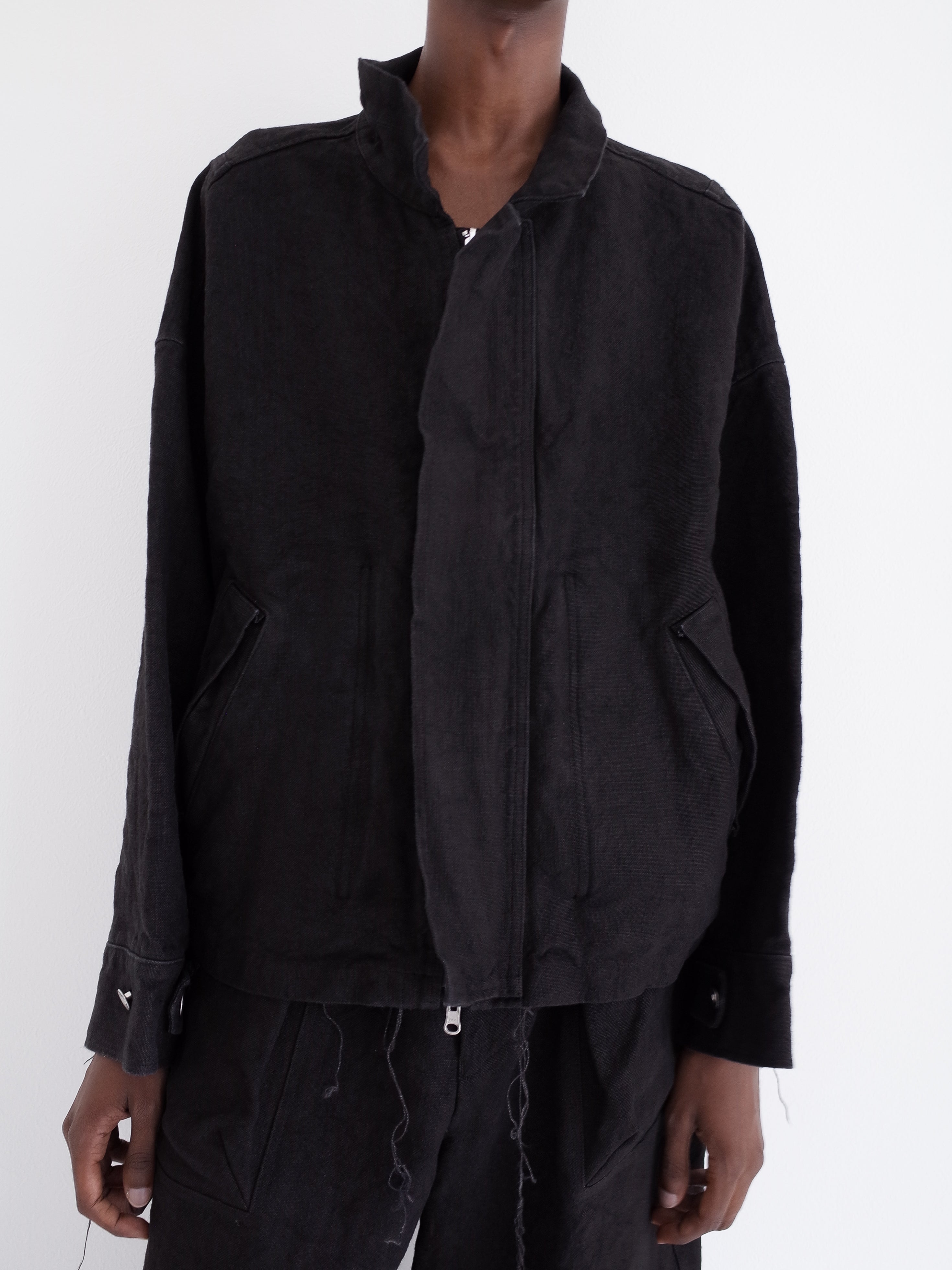 BLACK LINEN REVERSIBLE JACKET
