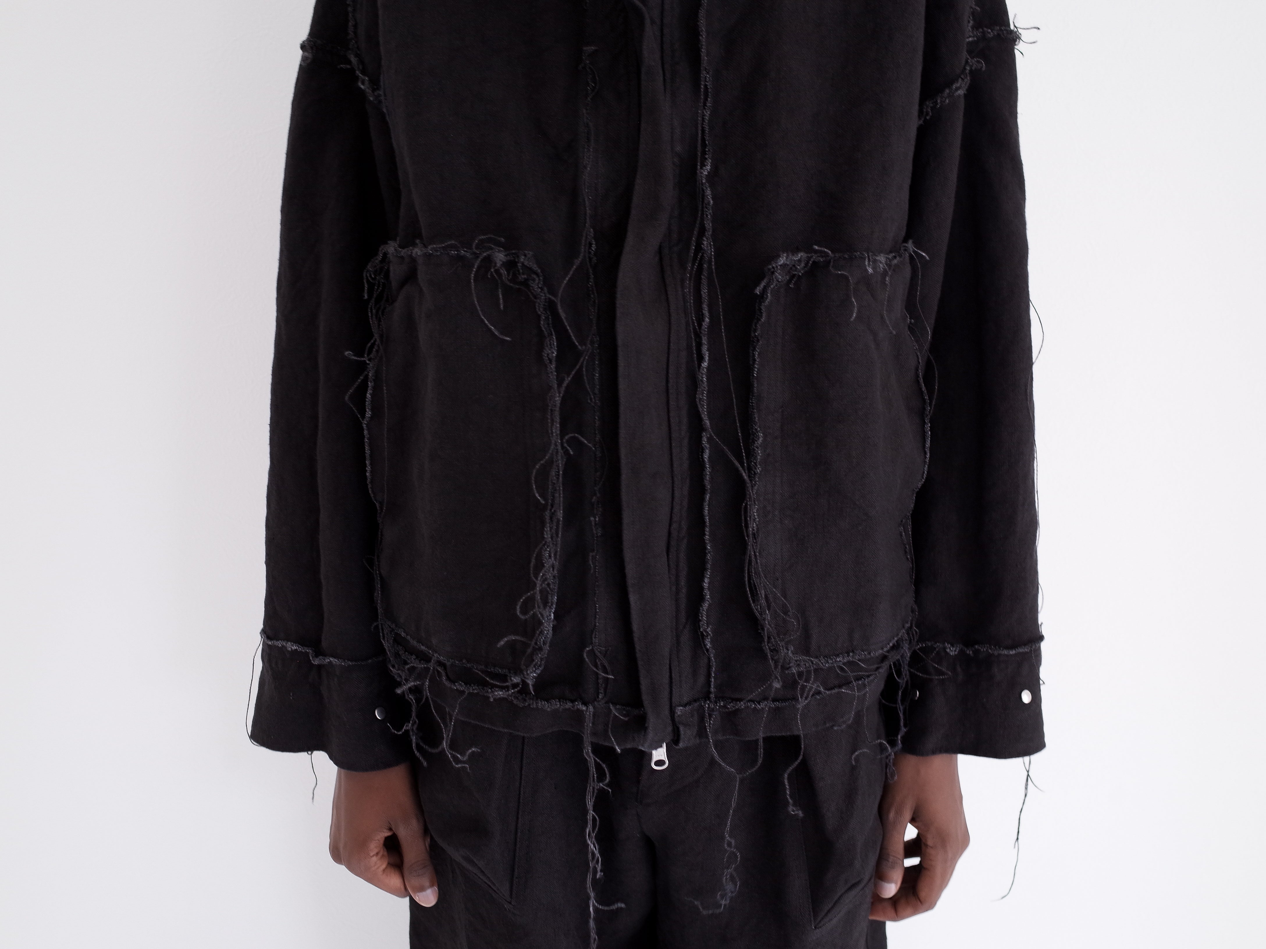 BLACK LINEN REVERSIBLE JACKET