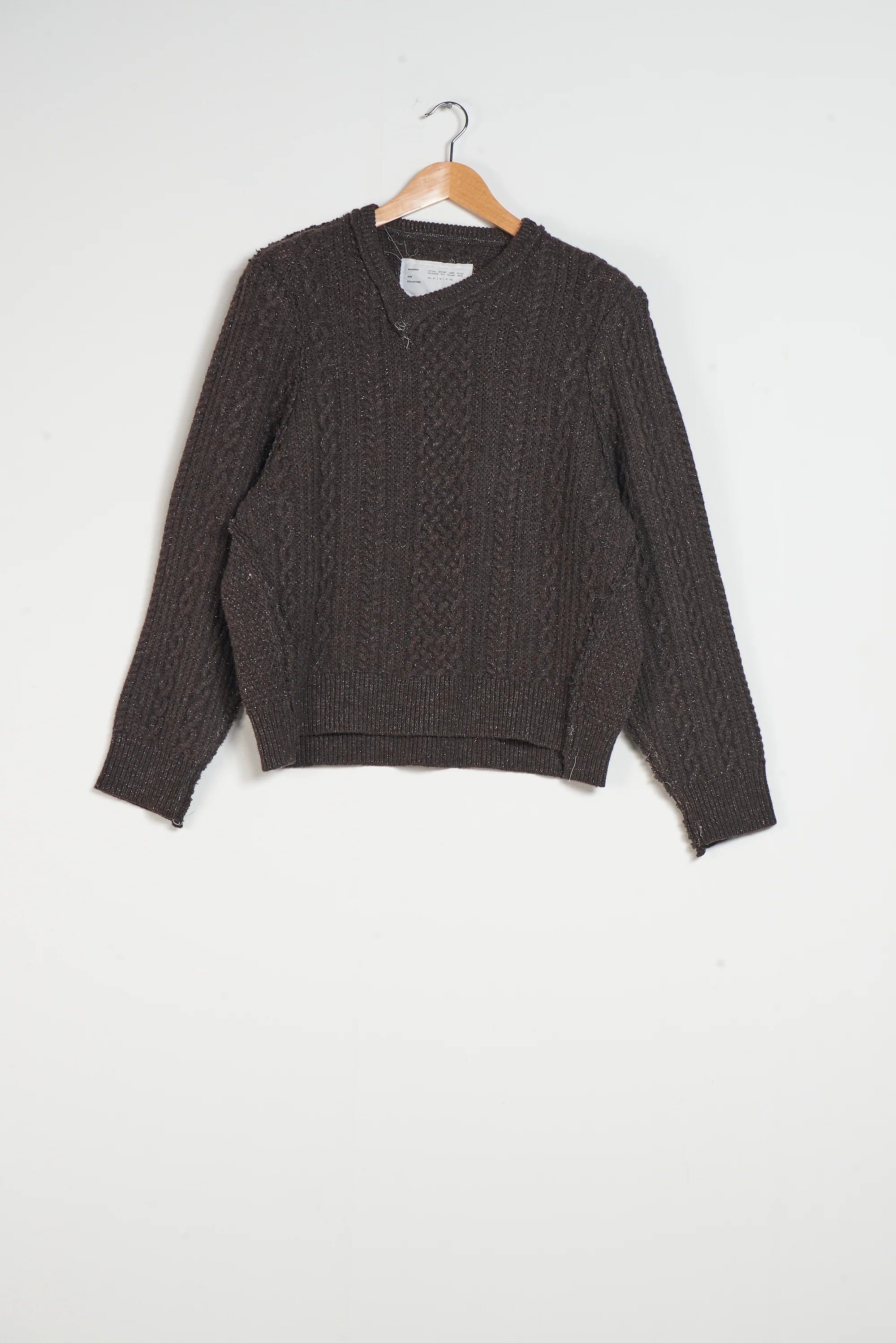 NATURAL BROWN GLITTER FRANKENSTEIN CABLE KNIT