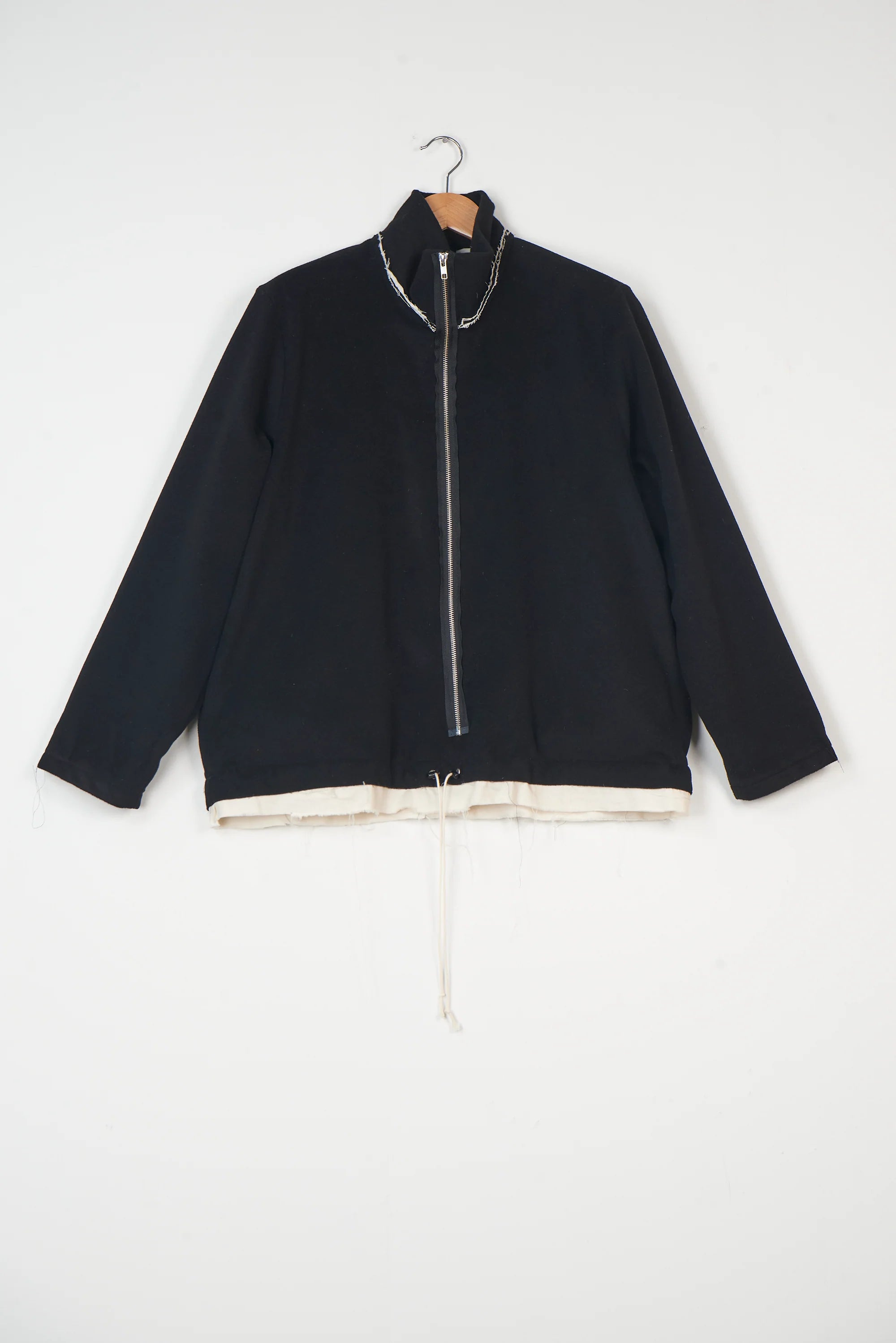 BLACK WOOL FLEECE ANORAK