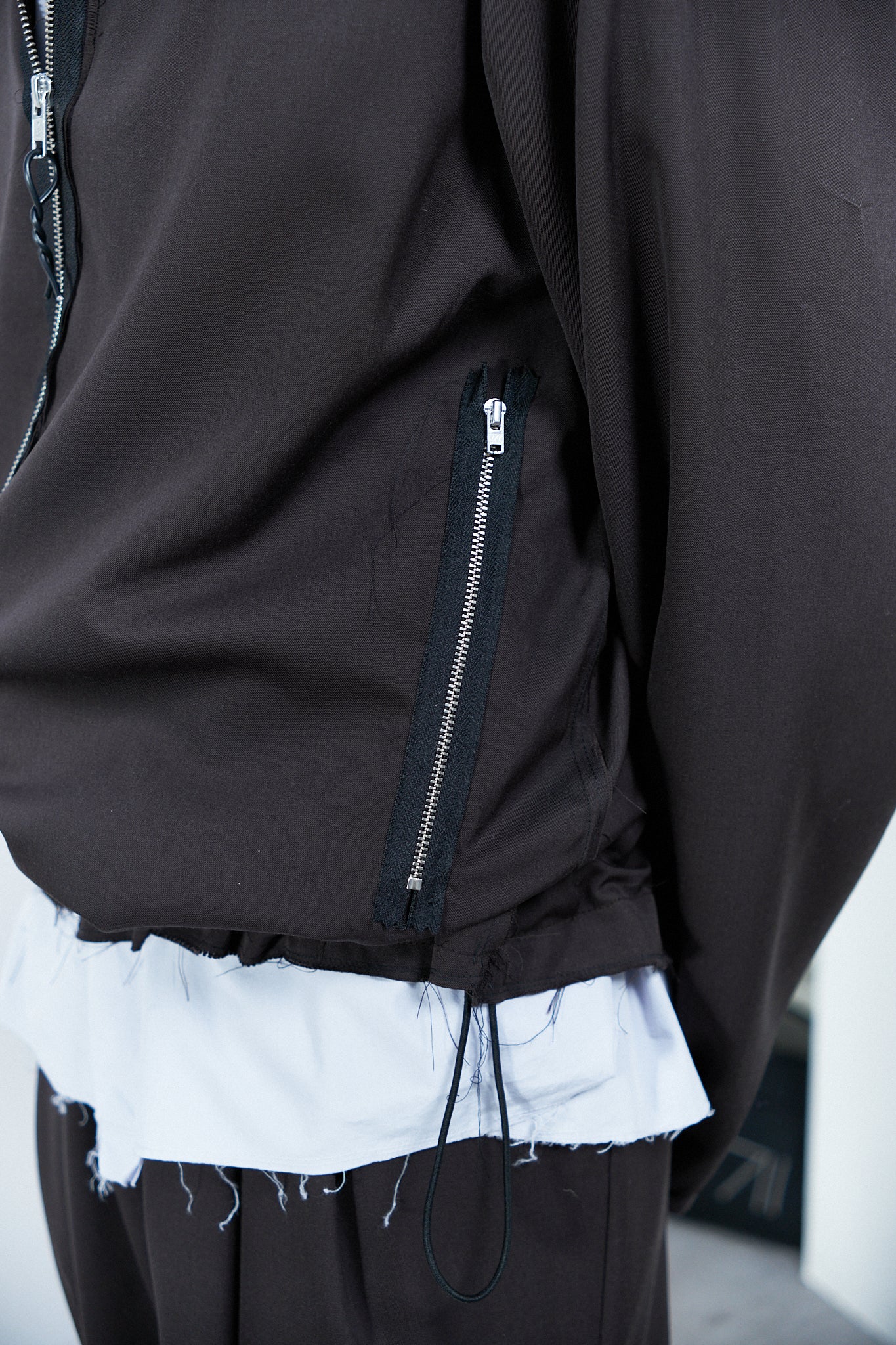CAMIEL FORTGENS DARK BROWN WOOL TRACK JACKET