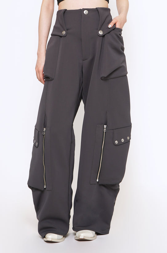 OMAR AFRIDI DISCHARGED GREY TOTEM CARGO TROUSERS – GRAPH LAYER