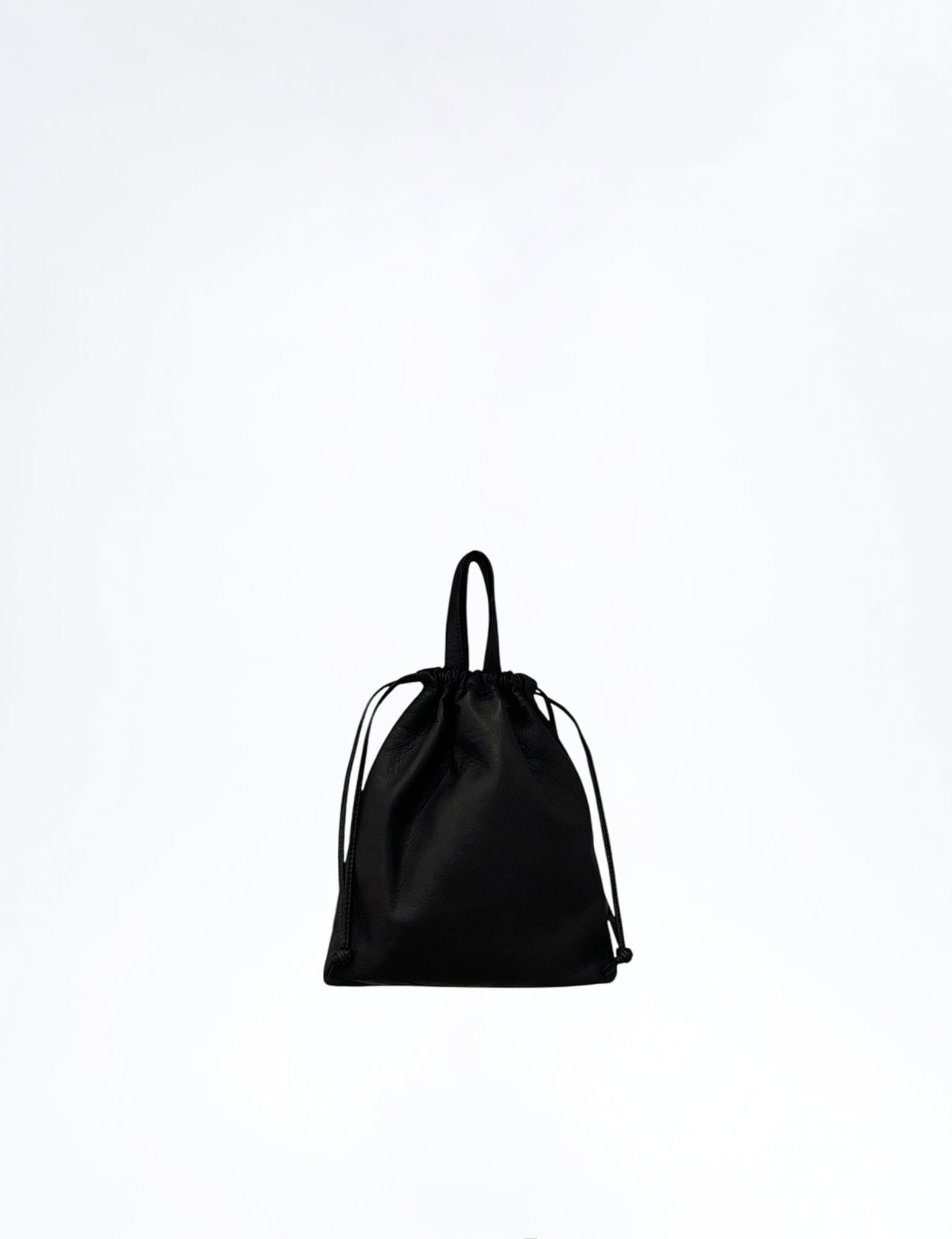 BLACK DEER LEATHER DOUBLE FACED DRAWSTRING POUCH HANDLE M DA114