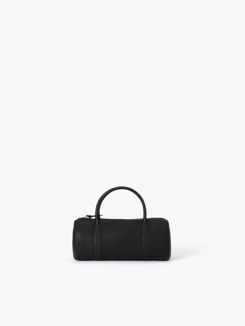 BLACK DEER LEATHER CYLINDER BOSTON BAG DA127