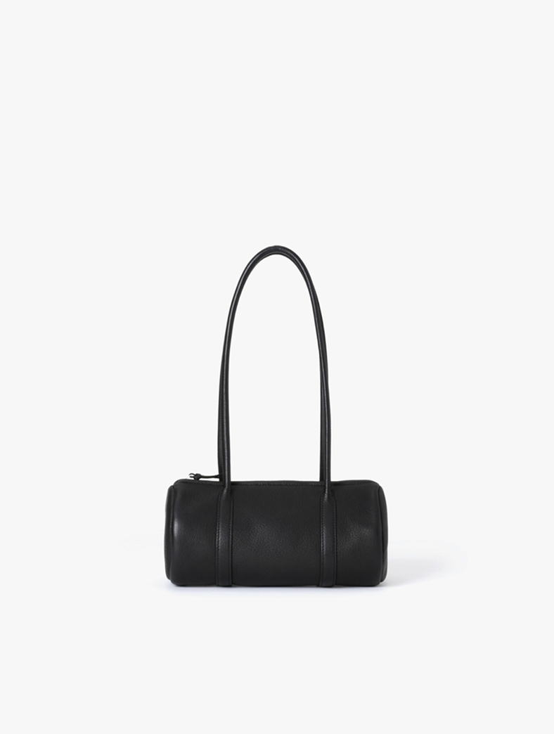 BLACK DEER LEATHER CYLINDER BOSTON LONG HANDLE BAG DA128