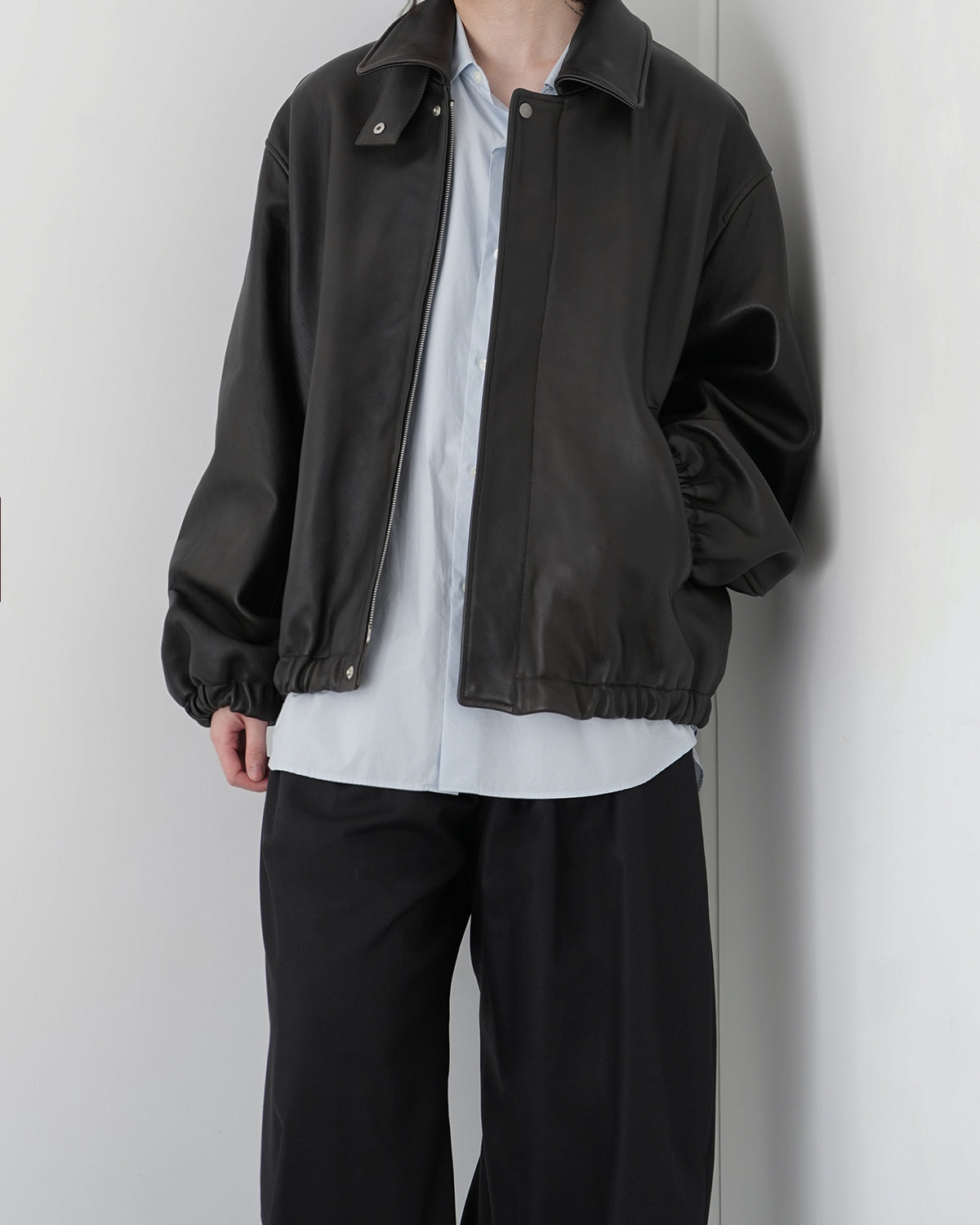 VINTAGE BLACK SHEEP LEATHER ZIP SHORT JACKET