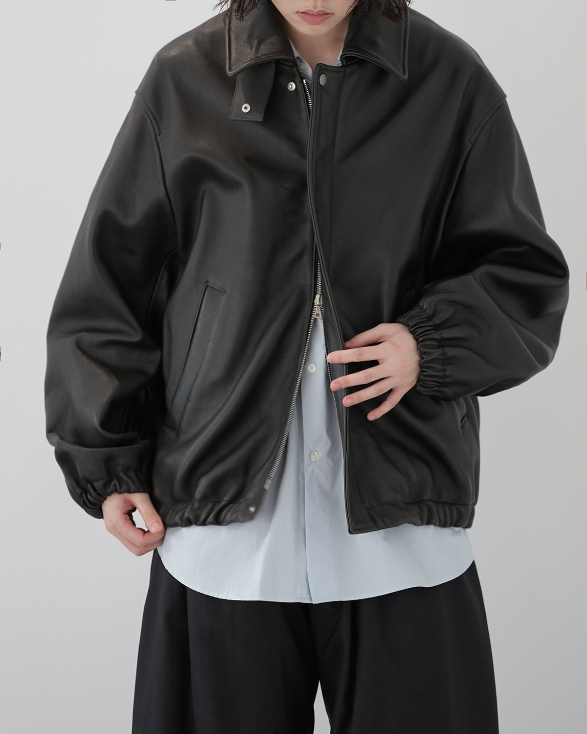 VINTAGE BLACK SHEEP LEATHER ZIP SHORT JACKET