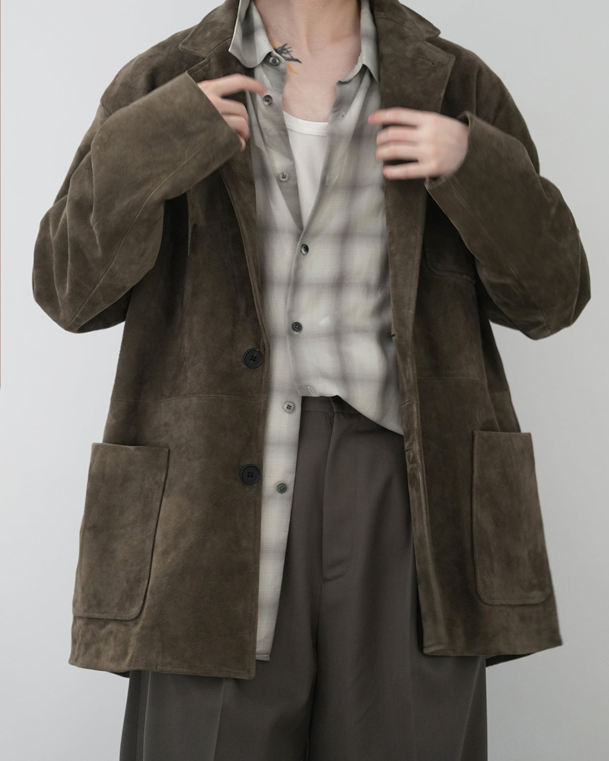 OLIVE GOAT SUEDE BLAZER