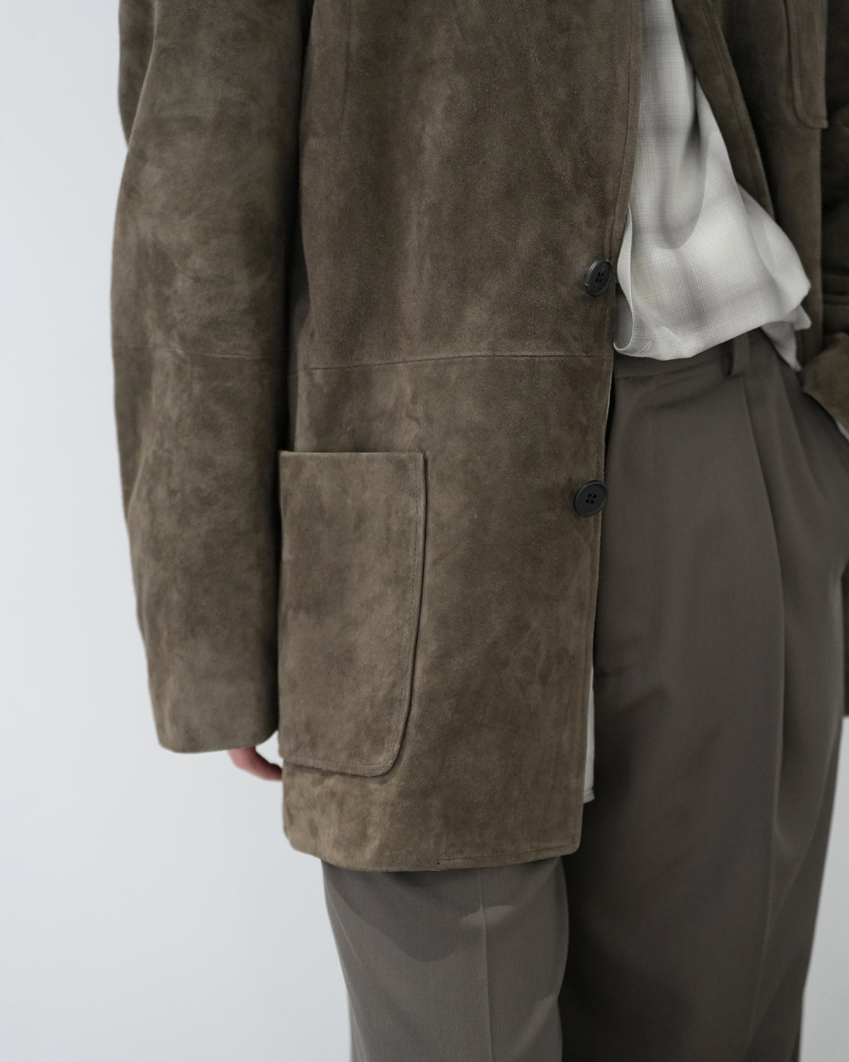 OLIVE GOAT SUEDE BLAZER