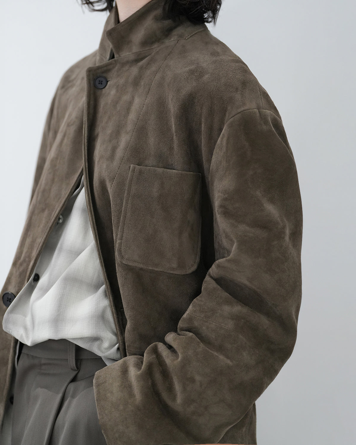 OLIVE GOAT SUEDE BLAZER