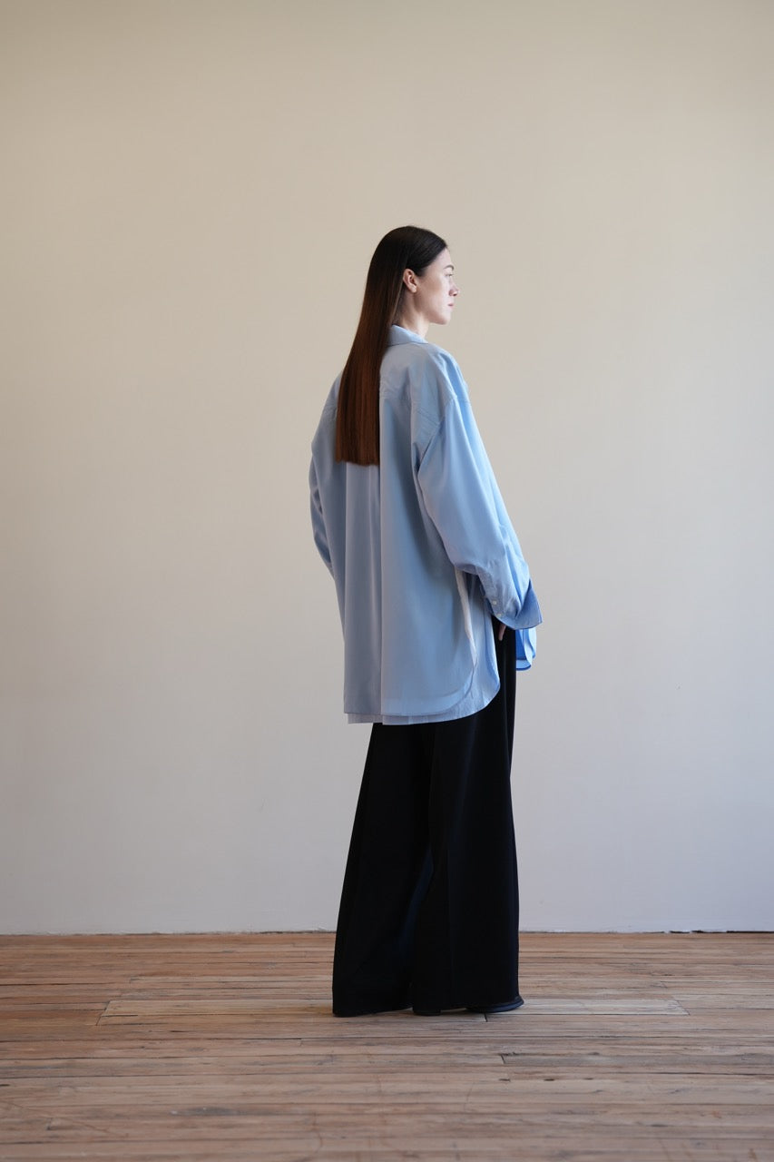 GRAPH LAYER EXCLUSIVE BLUE OVERSIZED LAYERED SKIPPER SHIRT