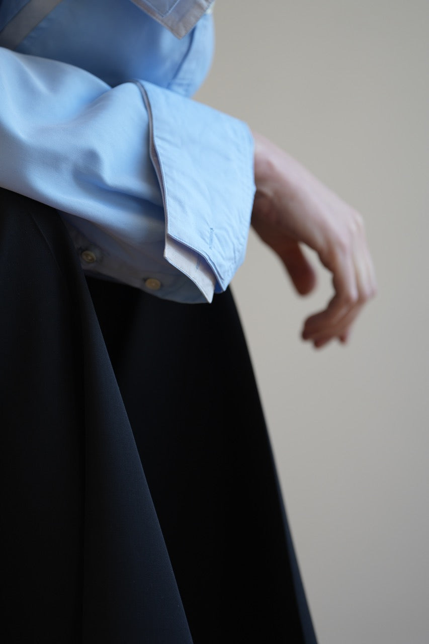 GRAPH LAYER EXCLUSIVE BLUE OVERSIZED LAYERED SKIPPER SHIRT