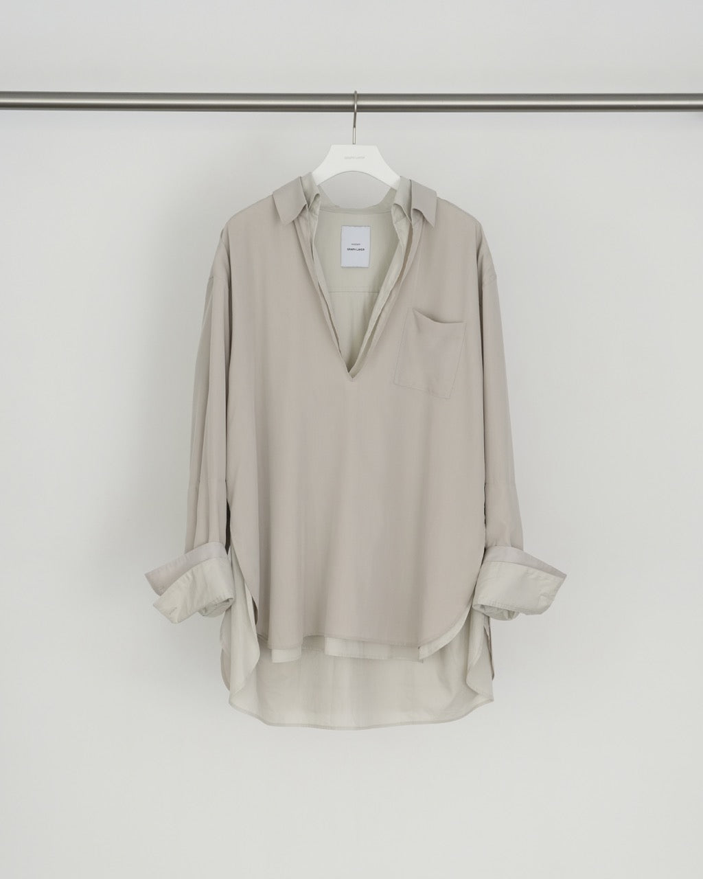 GRAPH LAYER EXCLUSIVE GREY OVERSIZED LAYERED SKIPPER SHIRT