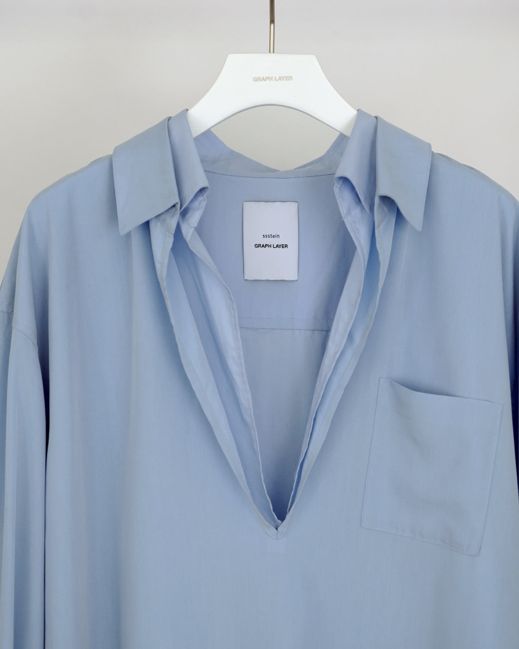 GRAPH LAYER EXCLUSIVE BLUE OVERSIZED LAYERED SKIPPER SHIRT