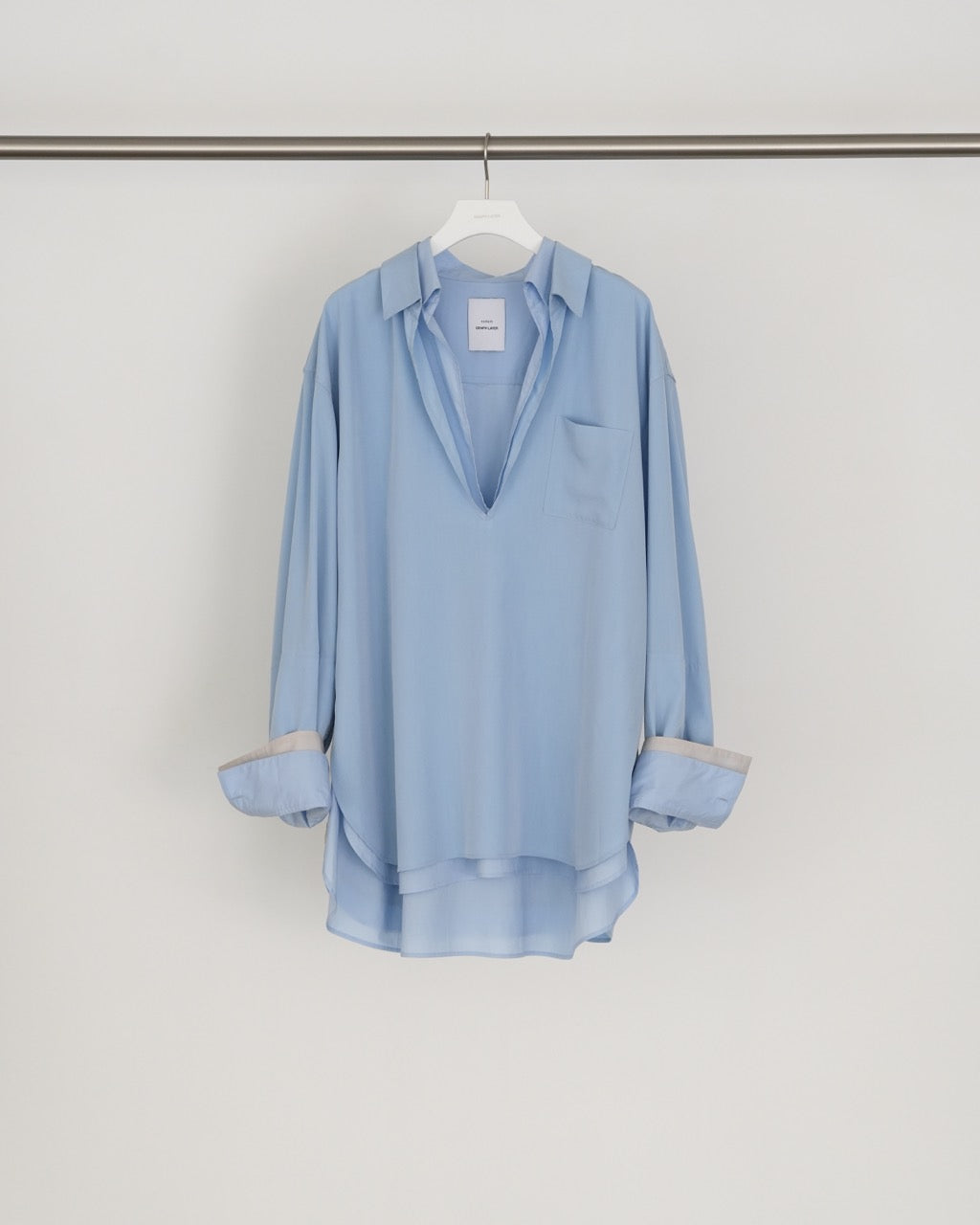 GRAPH LAYER EXCLUSIVE BLUE OVERSIZED LAYERED SKIPPER SHIRT