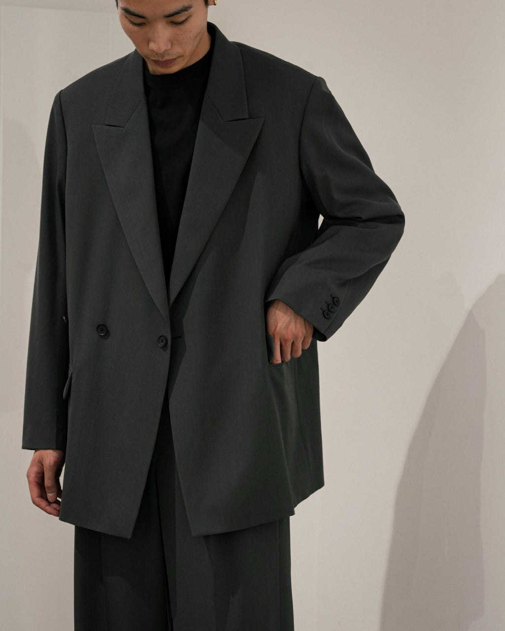 CHARCOAL DOUBLE BREASTED BLAZER