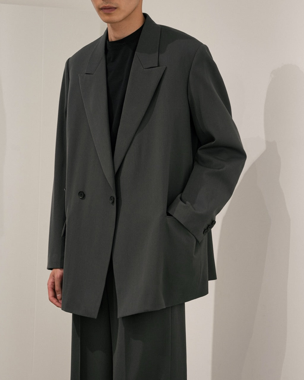 CHARCOAL DOUBLE BREASTED BLAZER