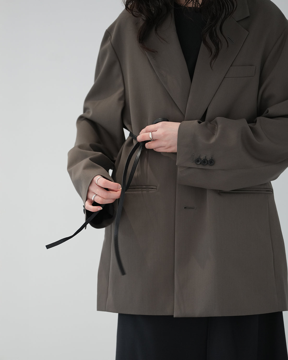 KHAKI BEIGE OVERSIZED SINGLE BREASTED LONG JACKET