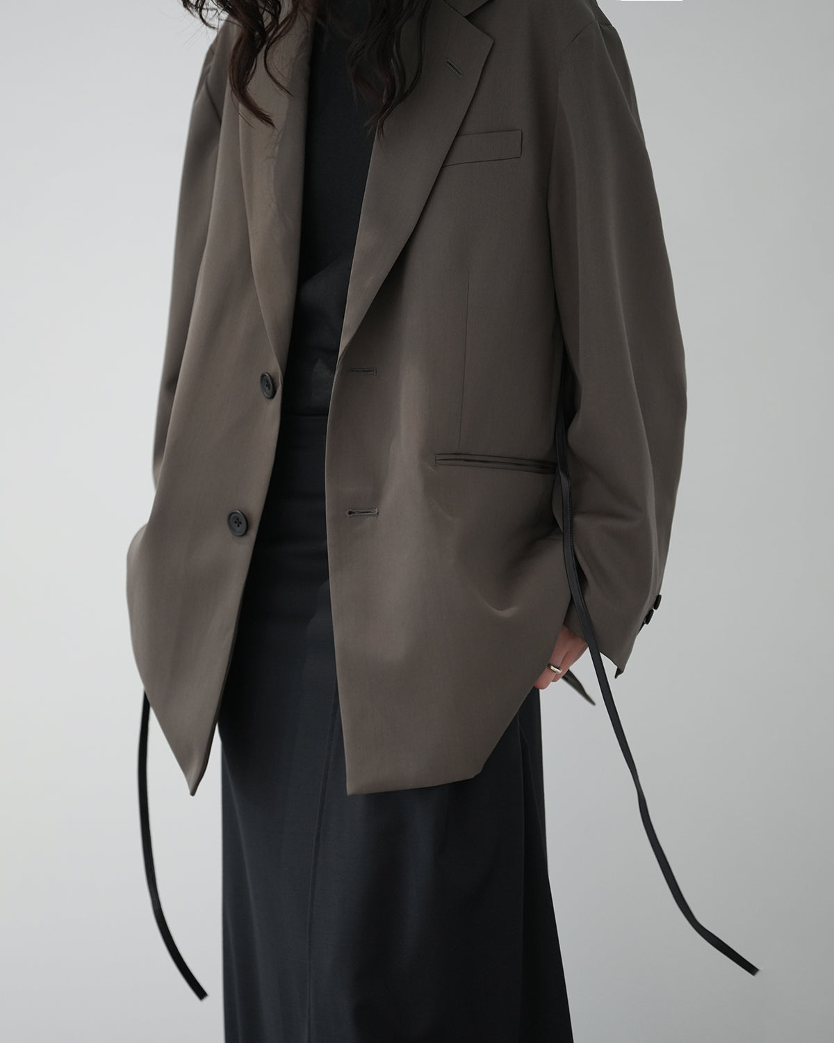 KHAKI BEIGE OVERSIZED SINGLE BREASTED LONG JACKET
