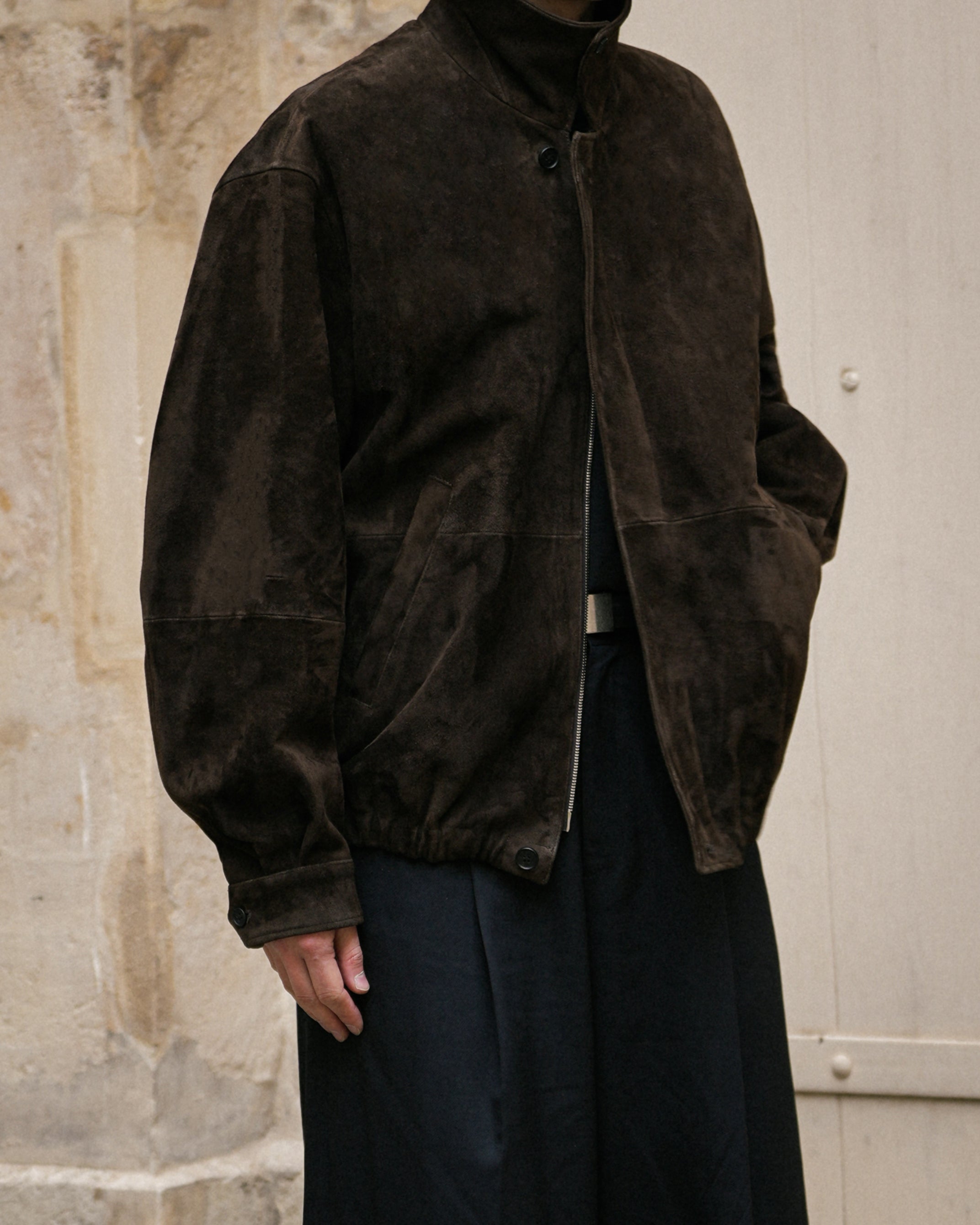 BROWN GOAT SUEDE ZIP JACKET