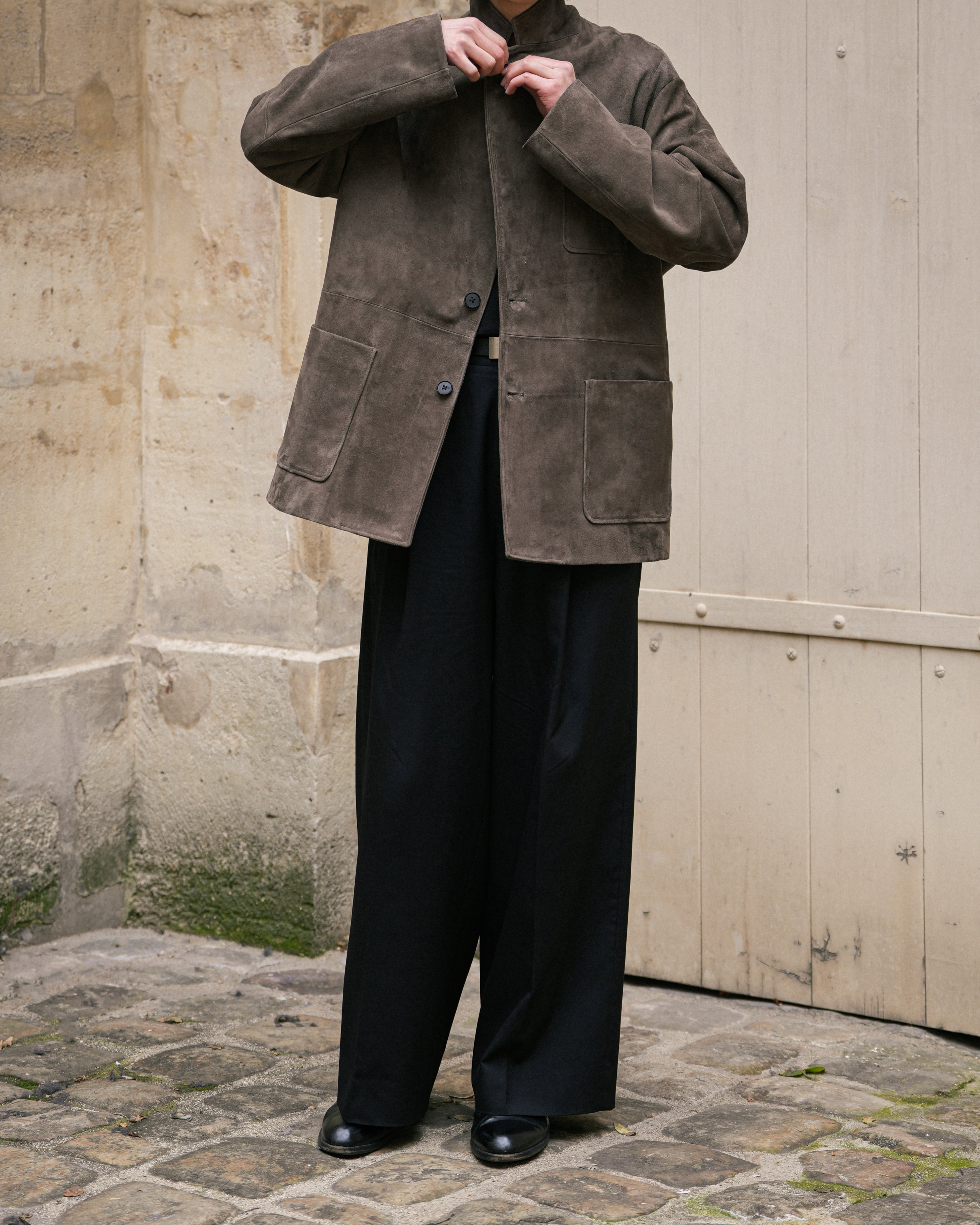 OLIVE GOAT SUEDE BLAZER