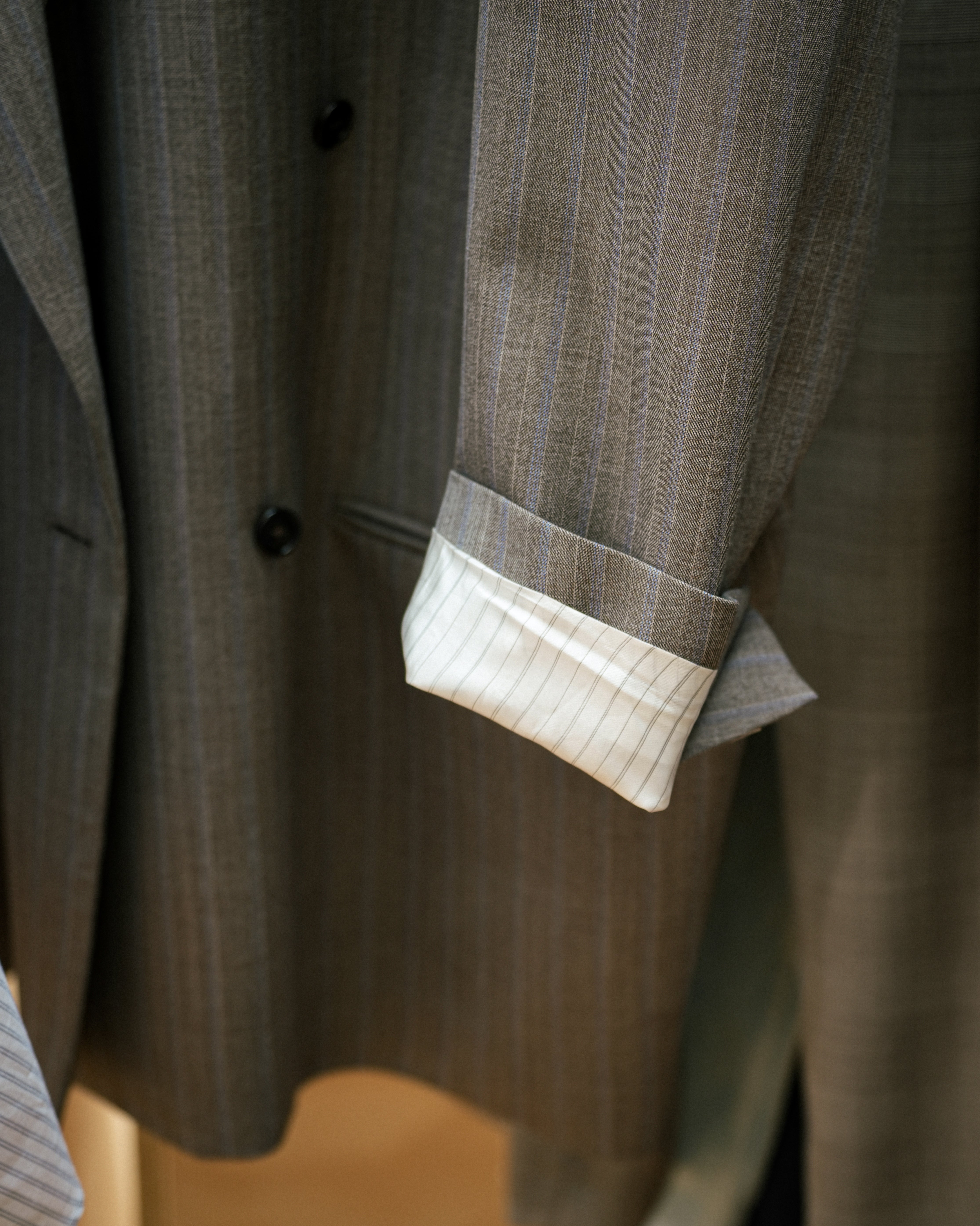 BROWN-BLUE FRESH WOOL BLAZER JACKET