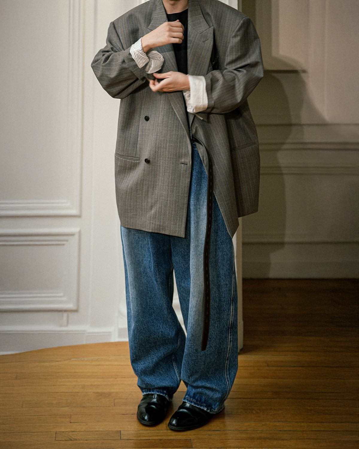 BROWN-BLUE FRESH WOOL BLAZER JACKET