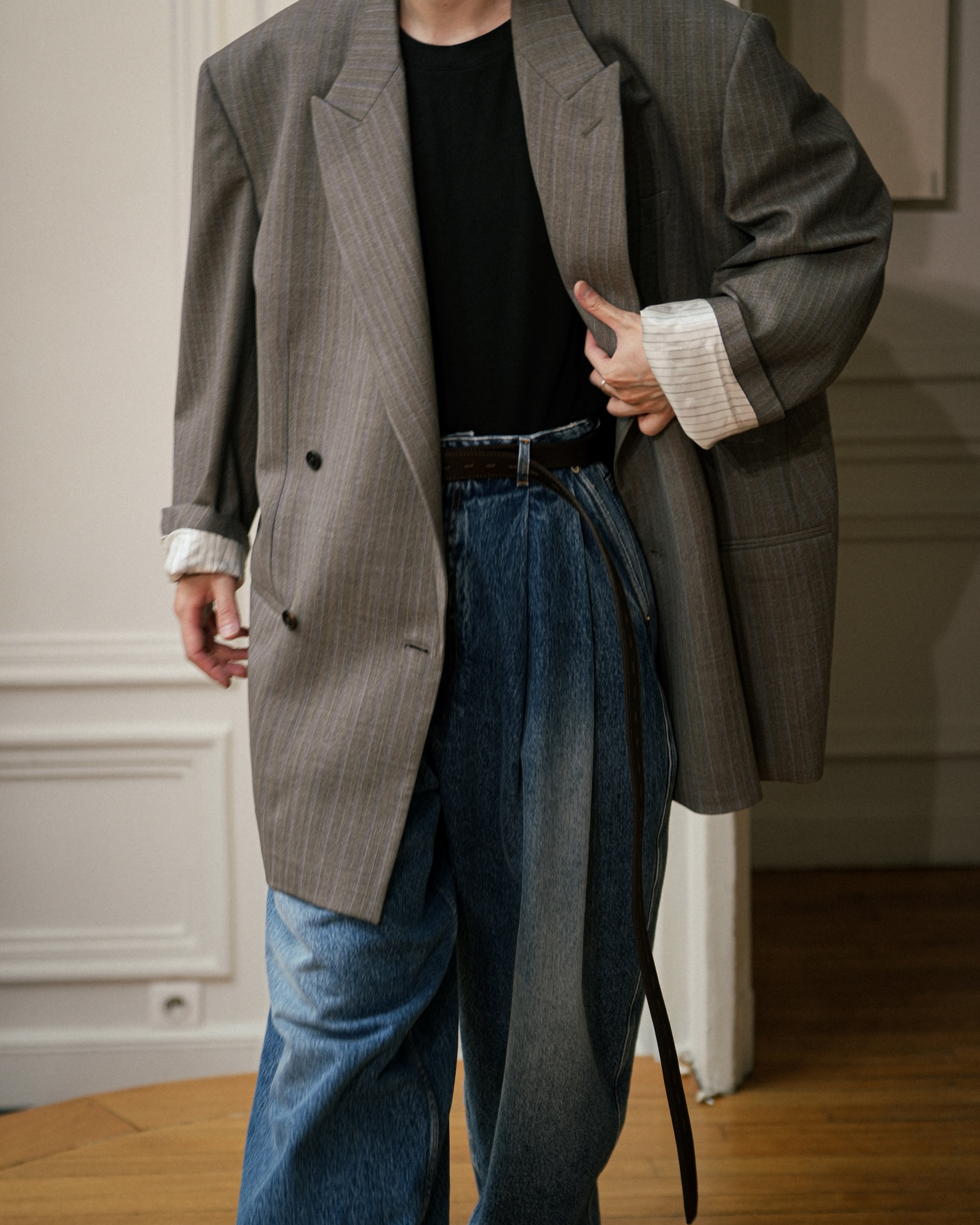 BROWN-BLUE FRESH WOOL BLAZER JACKET