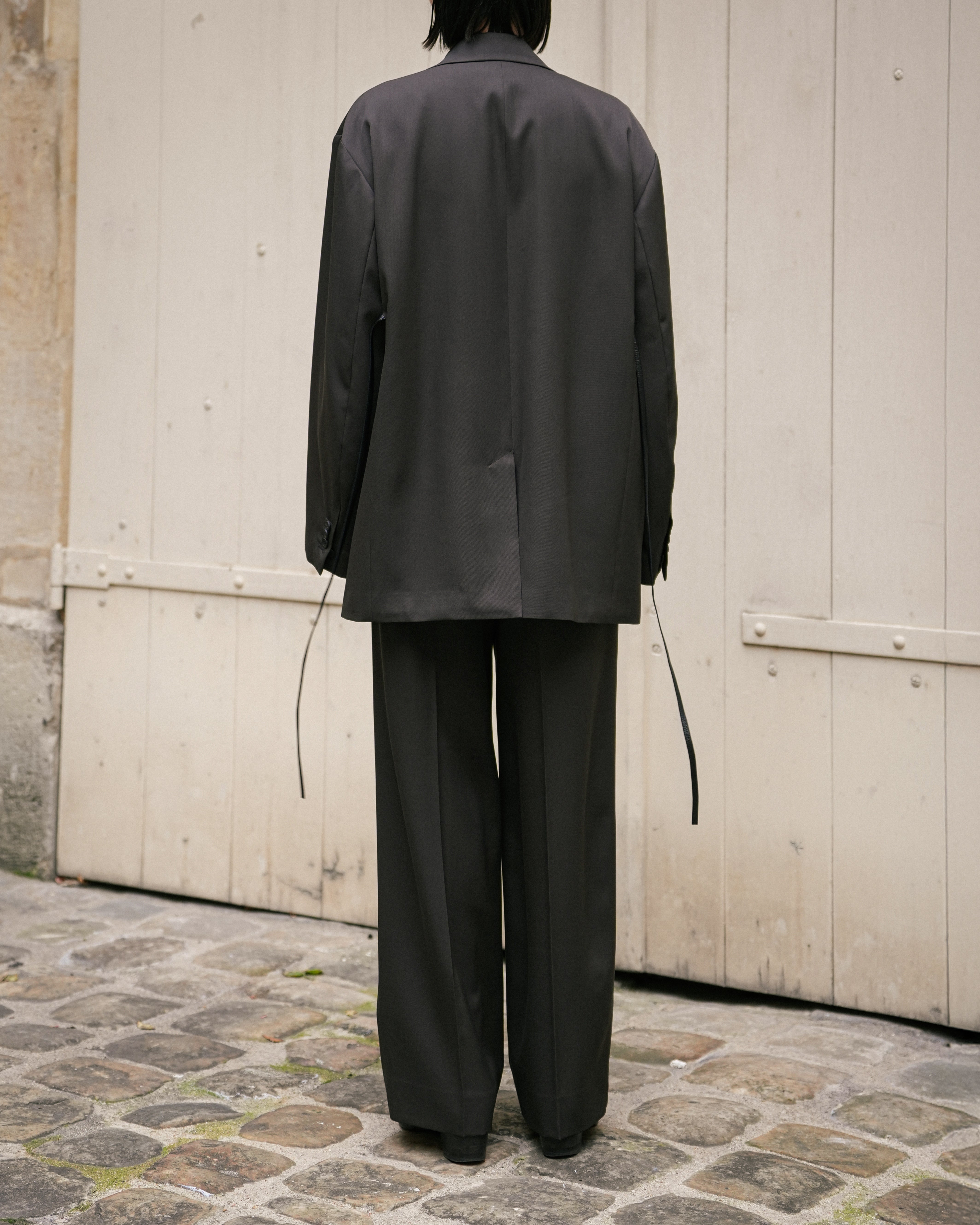GREY KHAKI OVERSIZED SINGLE BREASTED LONG JACKET
