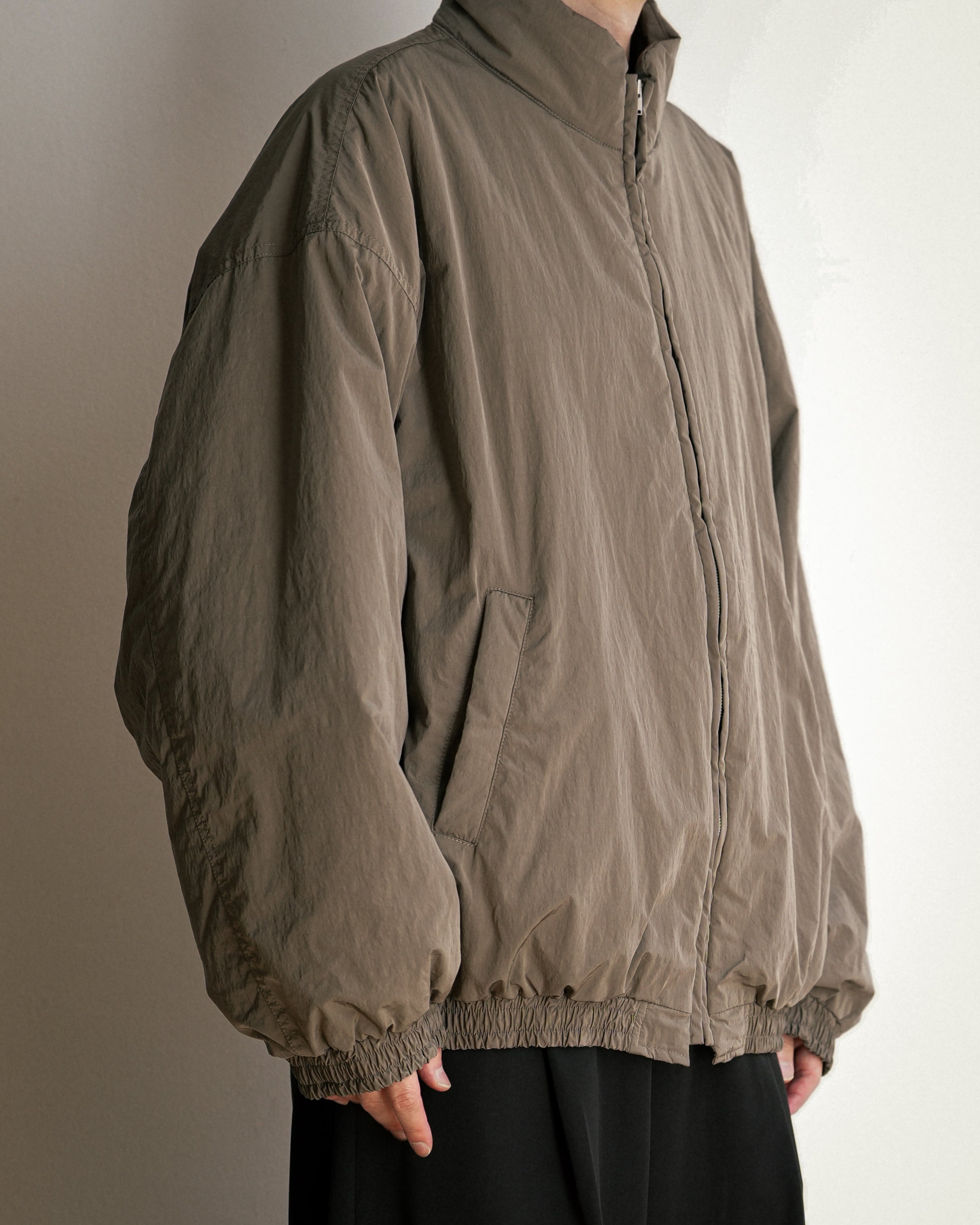 TAUPE WINDPROOF NYLON PADDED JACKET