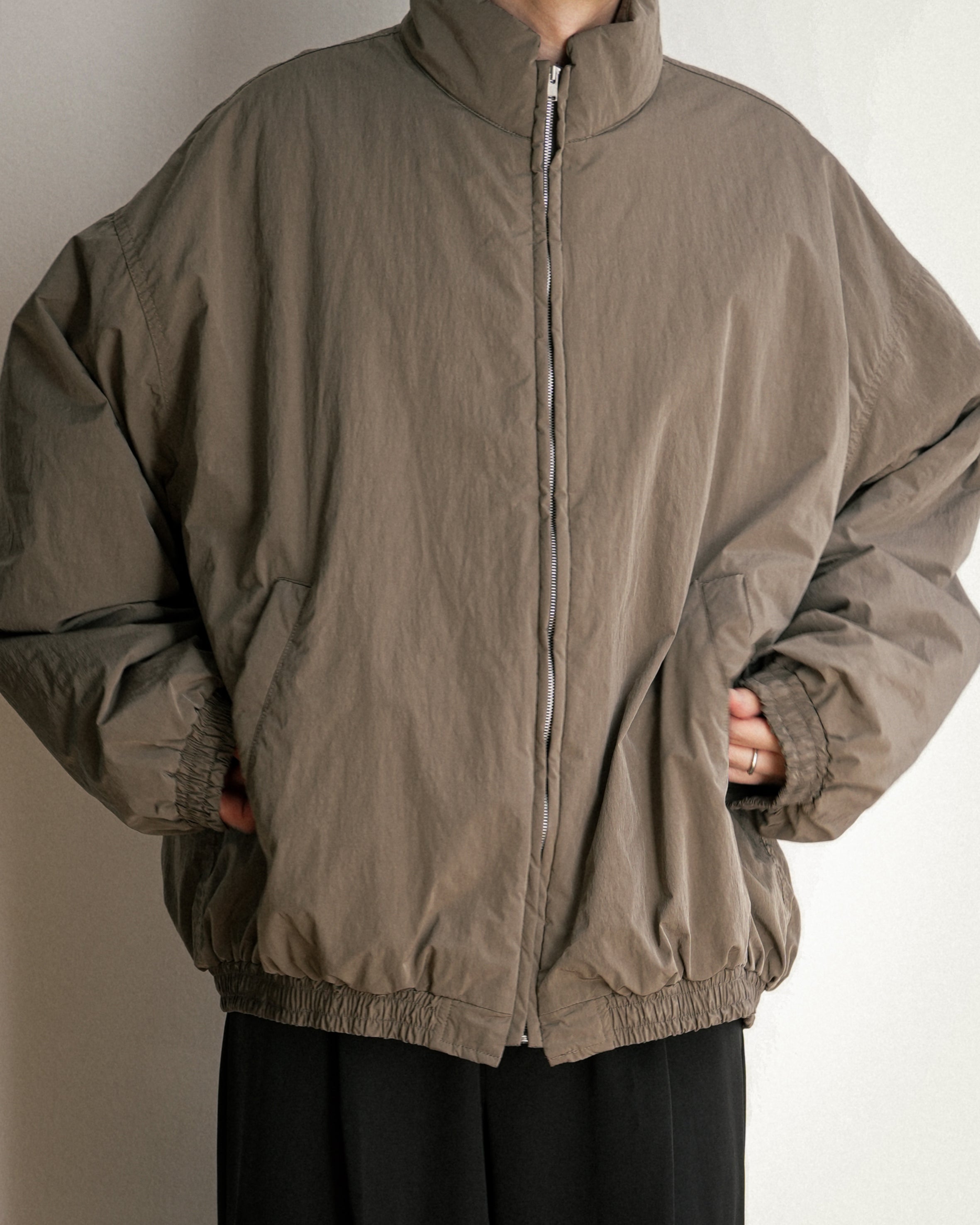TAUPE WINDPROOF NYLON PADDED JACKET