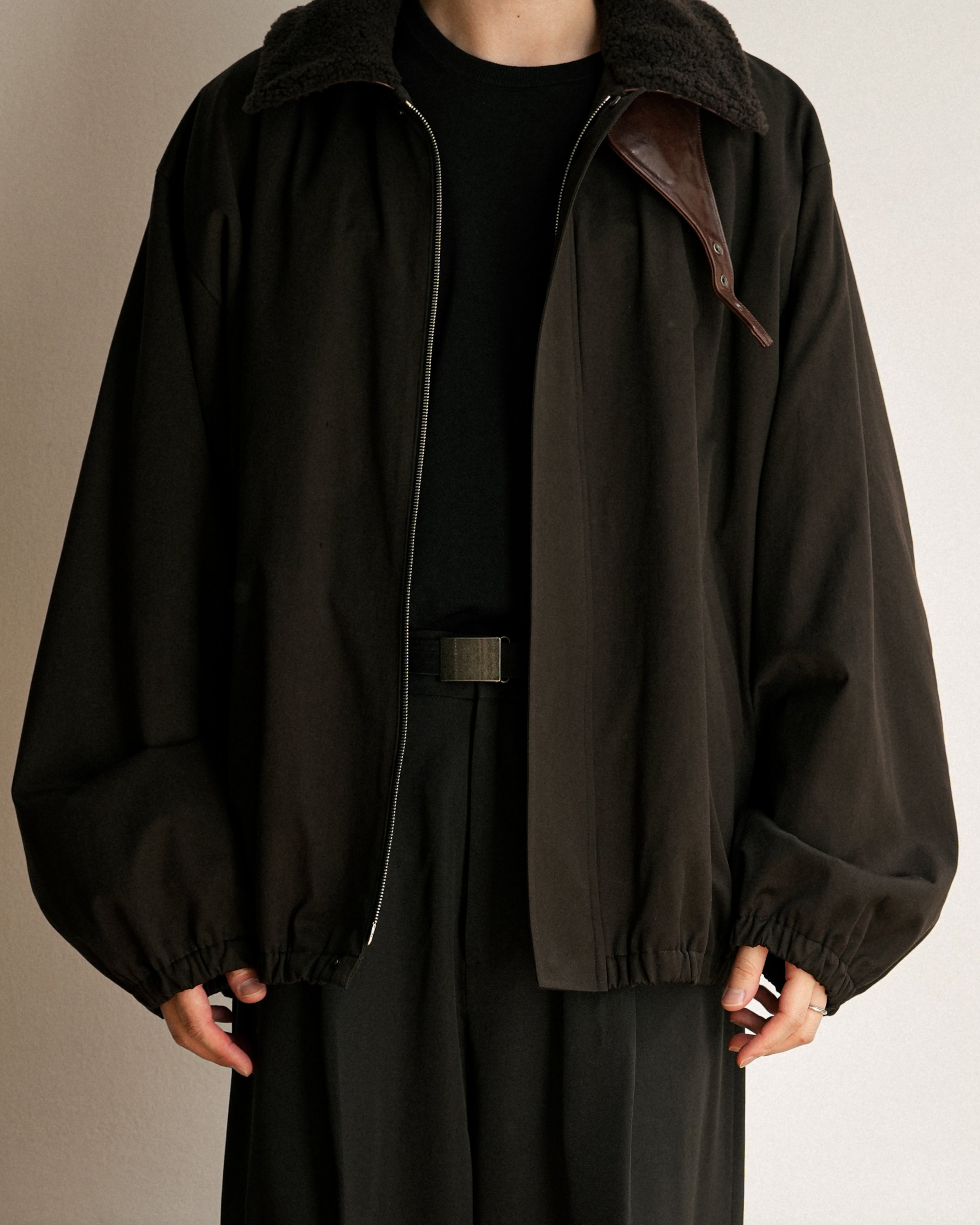 DARK BROWN MOUTON COLLAR PADDED JACKET