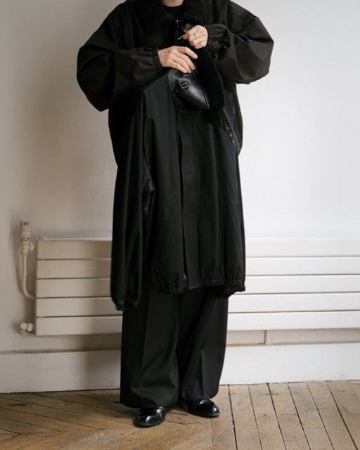 BLACK MOUTON COLLAR PADDED JACKET