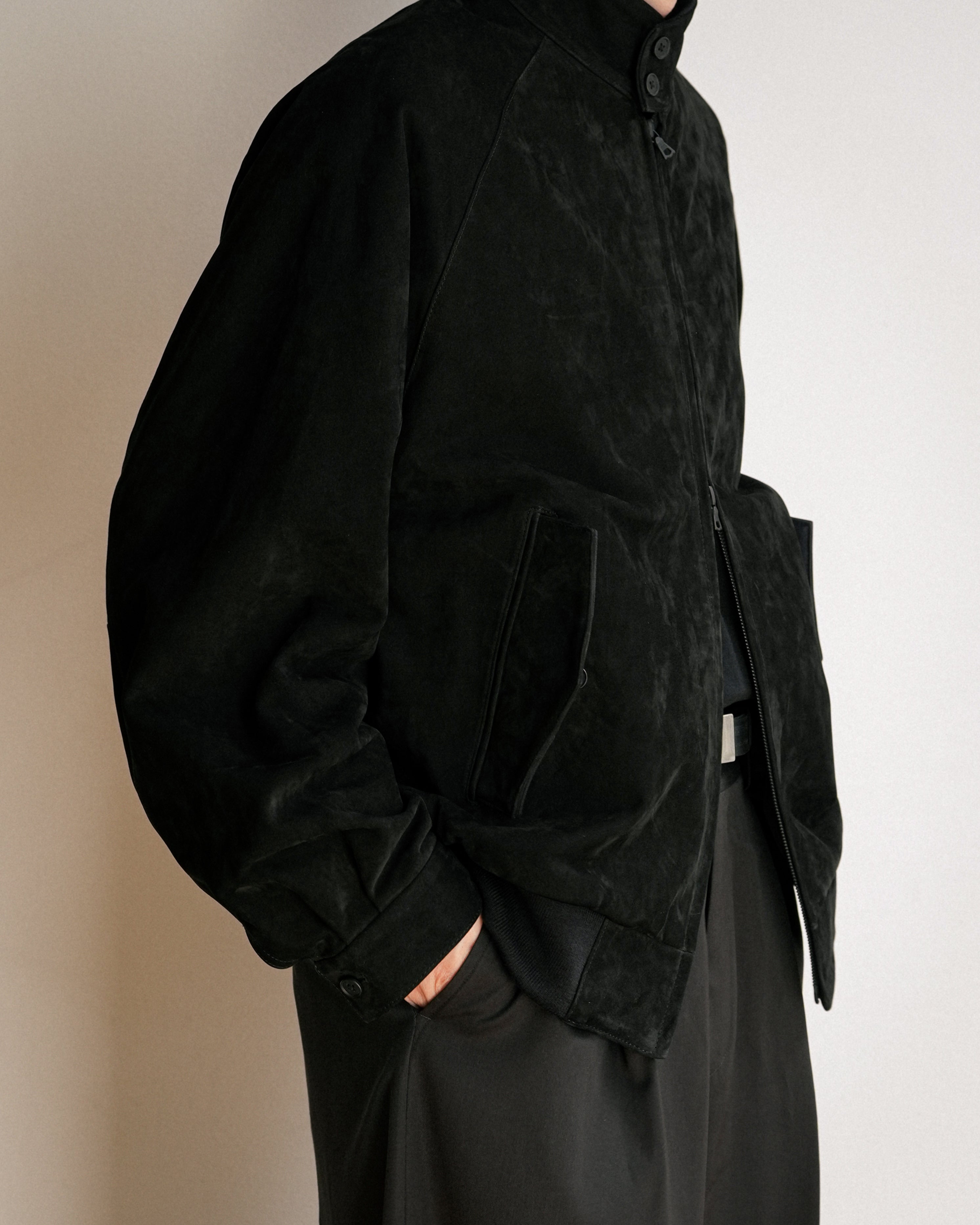 BLACK COW NUBUCK SWING TOP JACKET