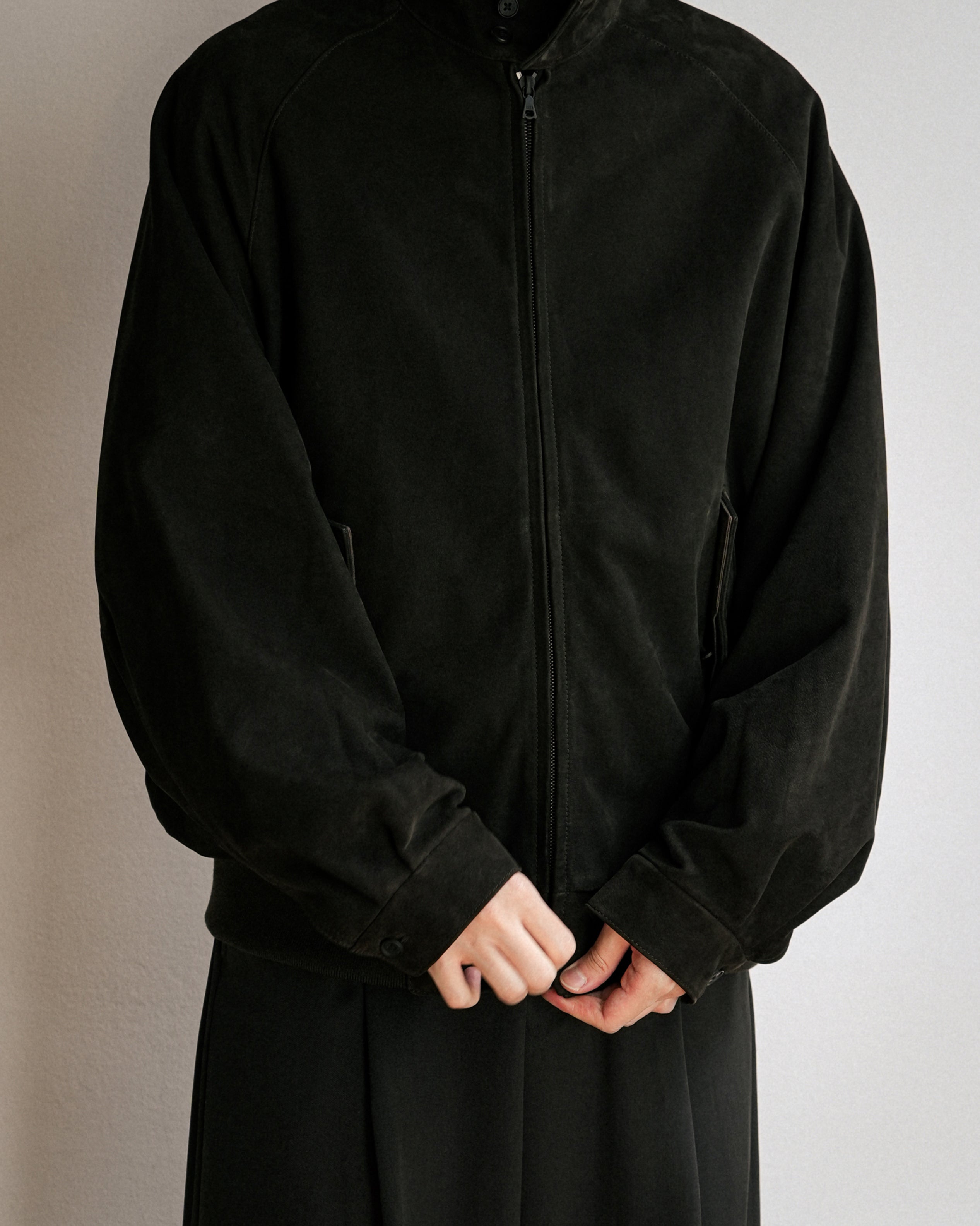 DARK BROWN COW NUBUCK SWING TOP JACKET