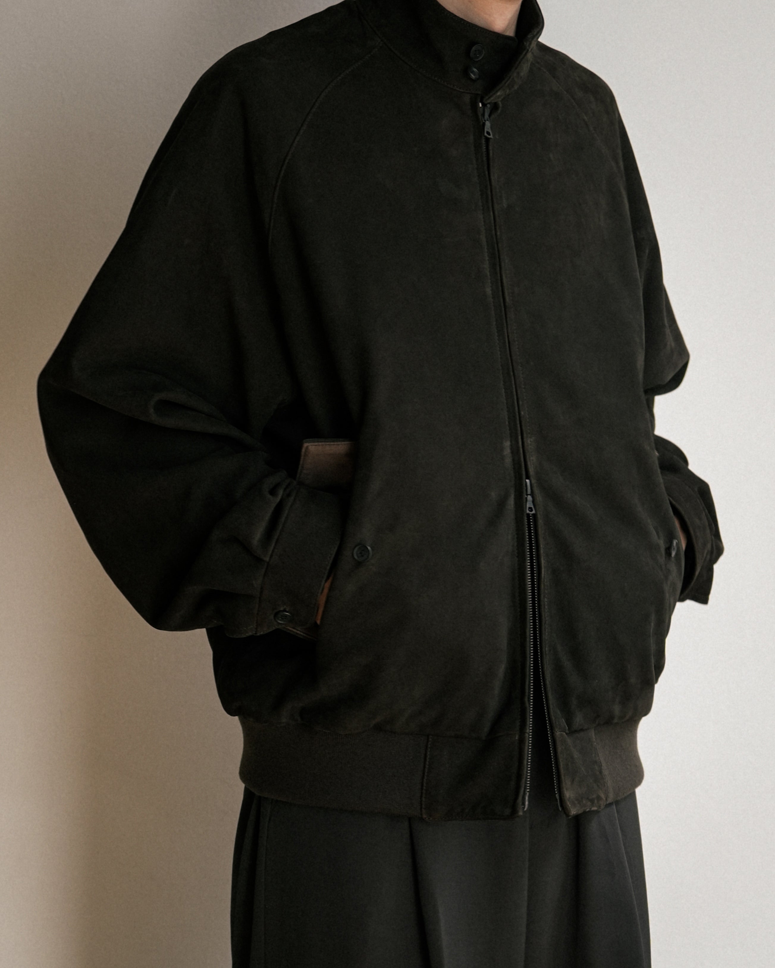 DARK BROWN COW NUBUCK SWING TOP JACKET