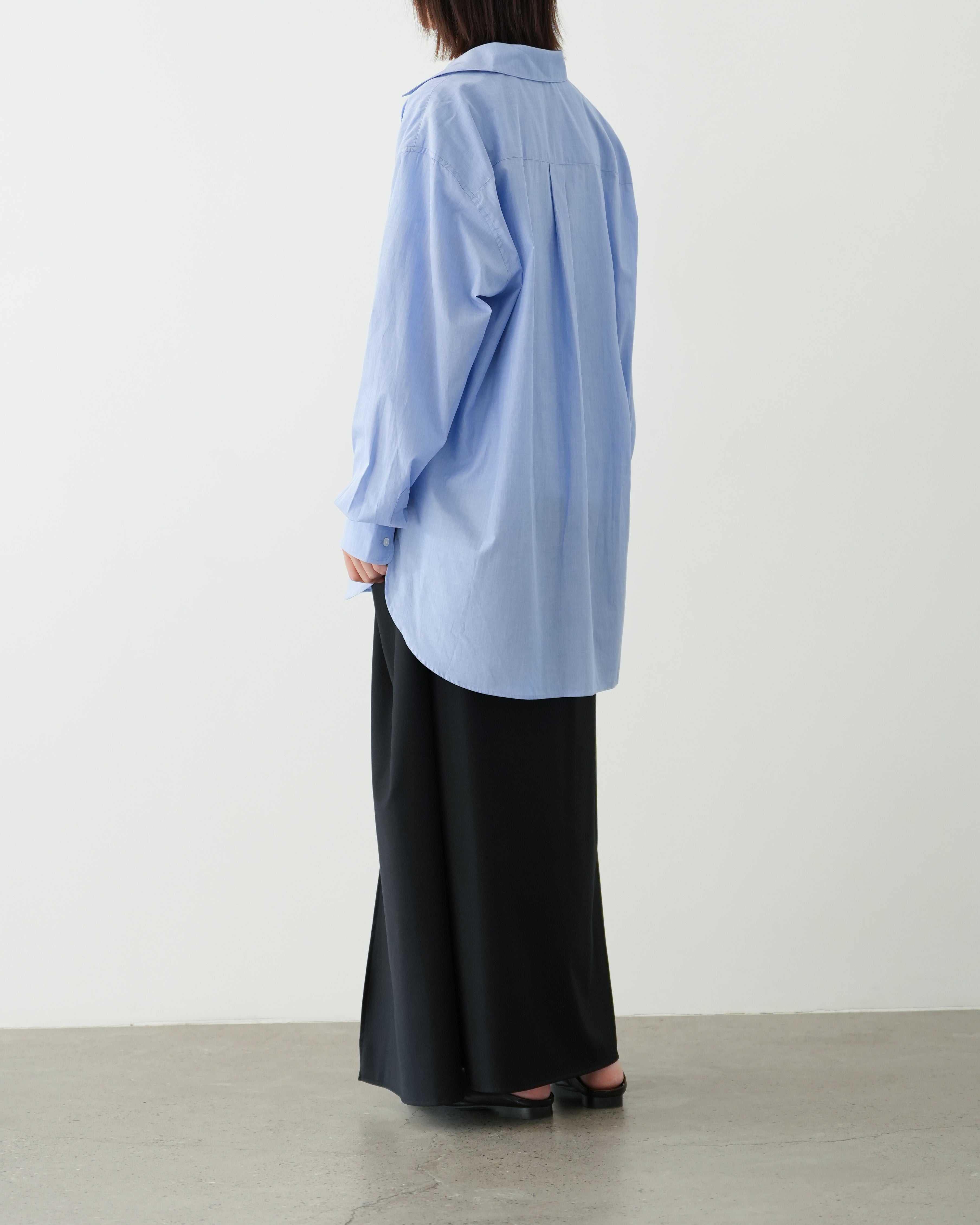 BLUE SMOOTH COTTON OVERSIZED SKIPPER SHIRT