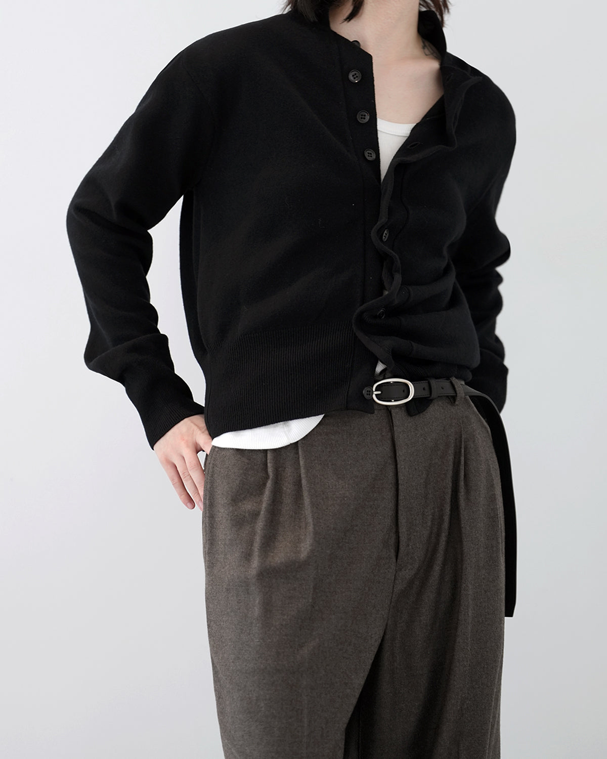 BLACK SCULPTURAL WIRED KNIT SHIRT