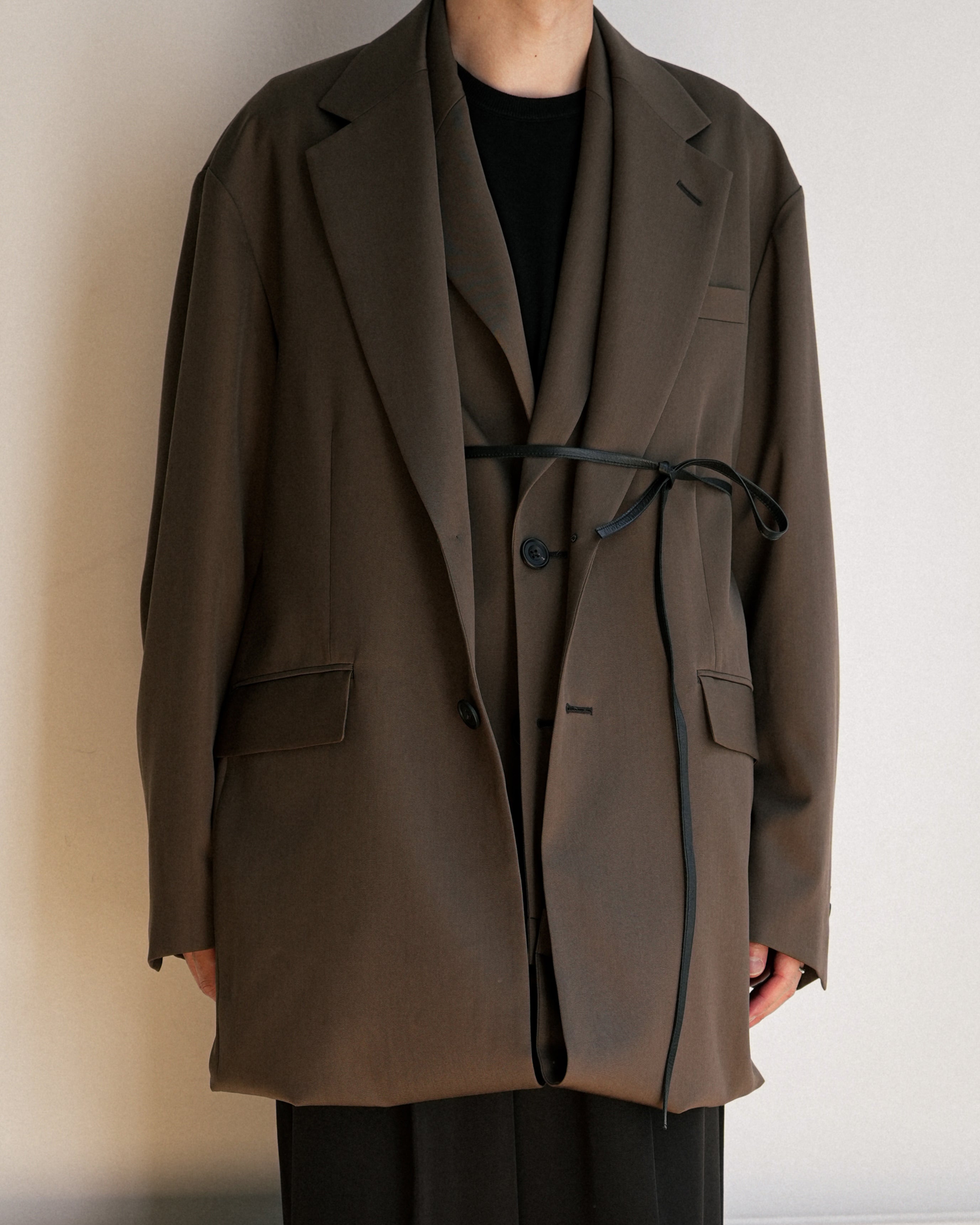 DARK BROWN OVERSIZED LAYERED COMBINATION JACKET