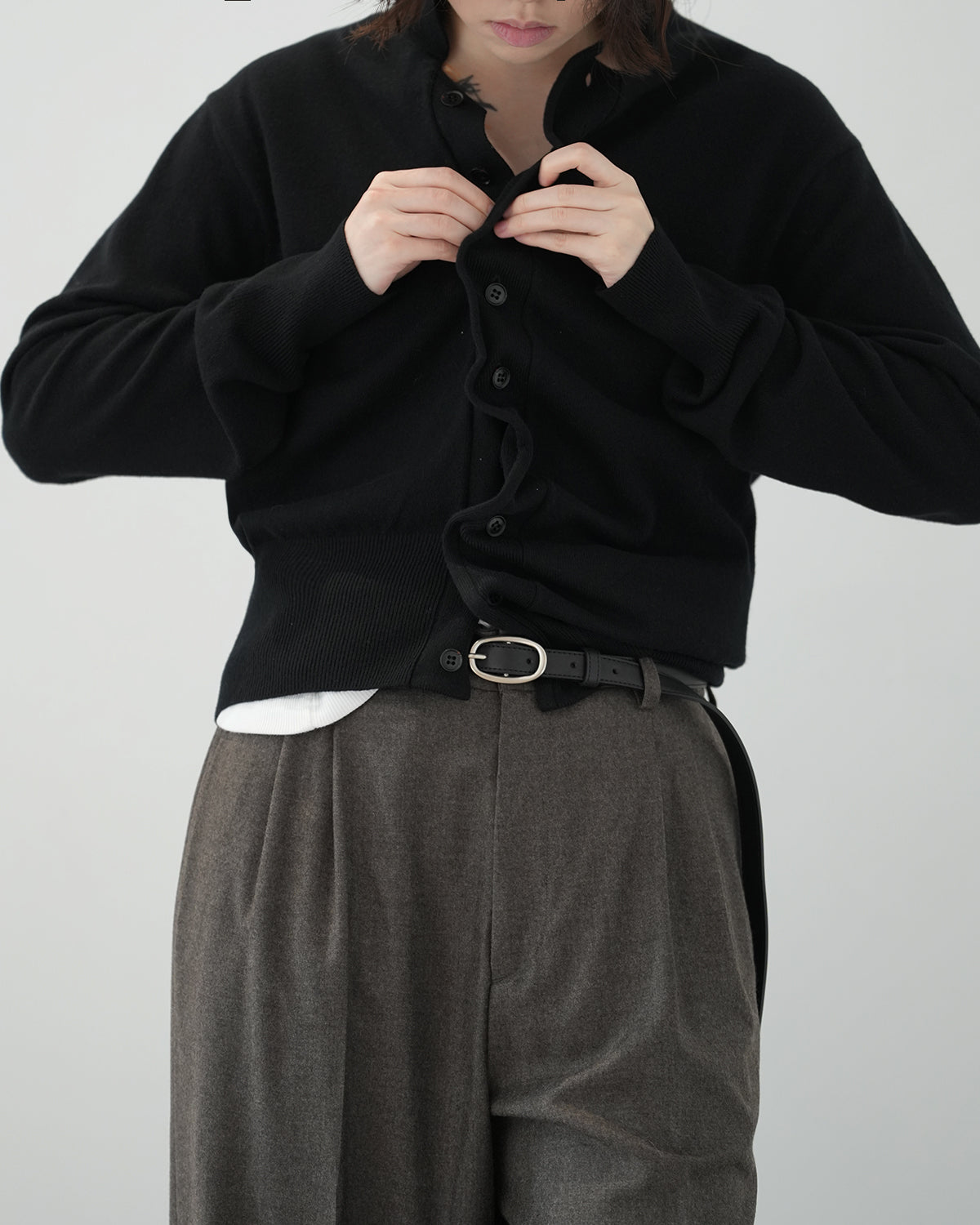 BLACK SCULPTURAL WIRED KNIT SHIRT