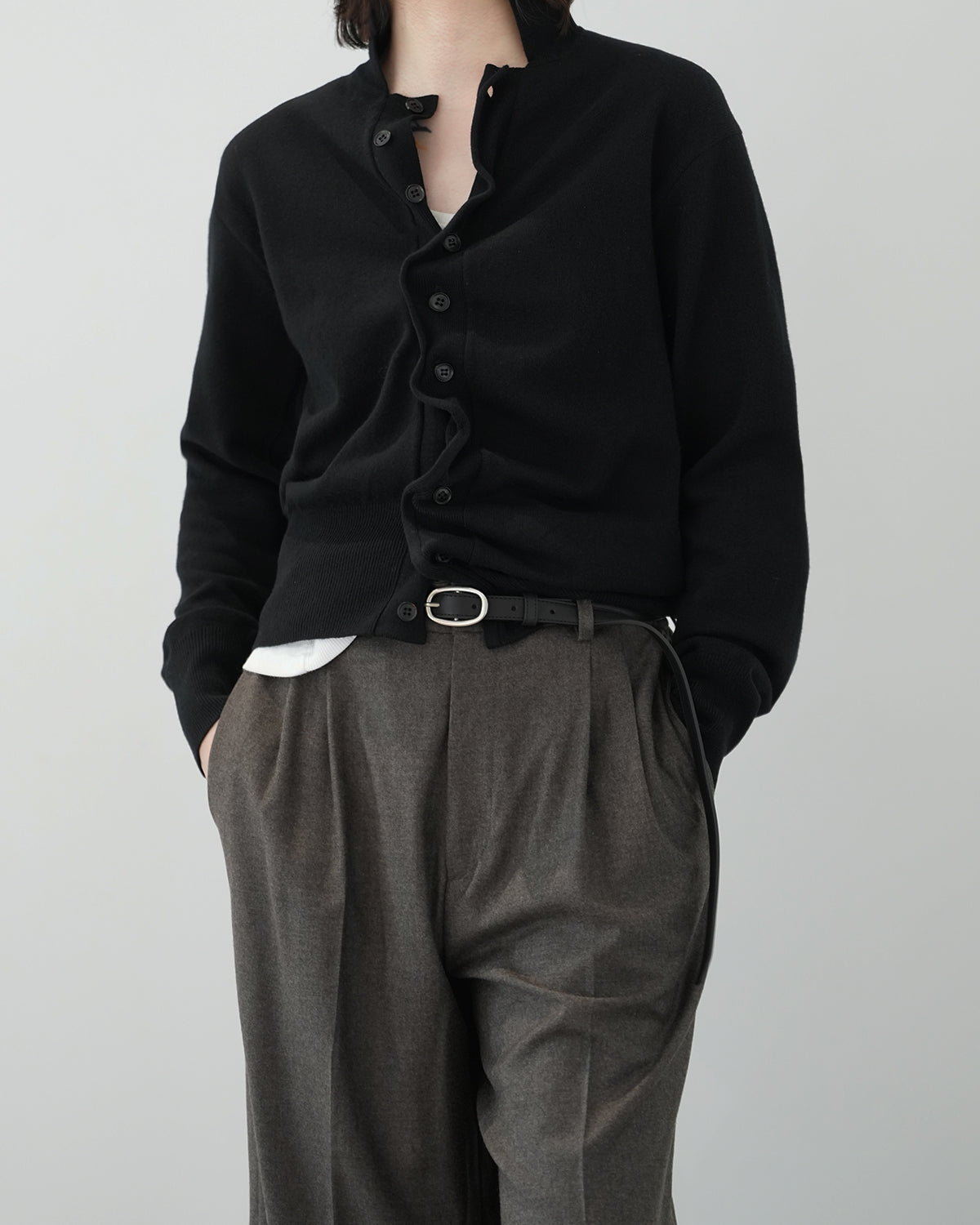 BLACK SCULPTURAL WIRED KNIT SHIRT