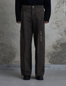 BROWN DYED DENIM OCTET 2D CARGO TROUSERS